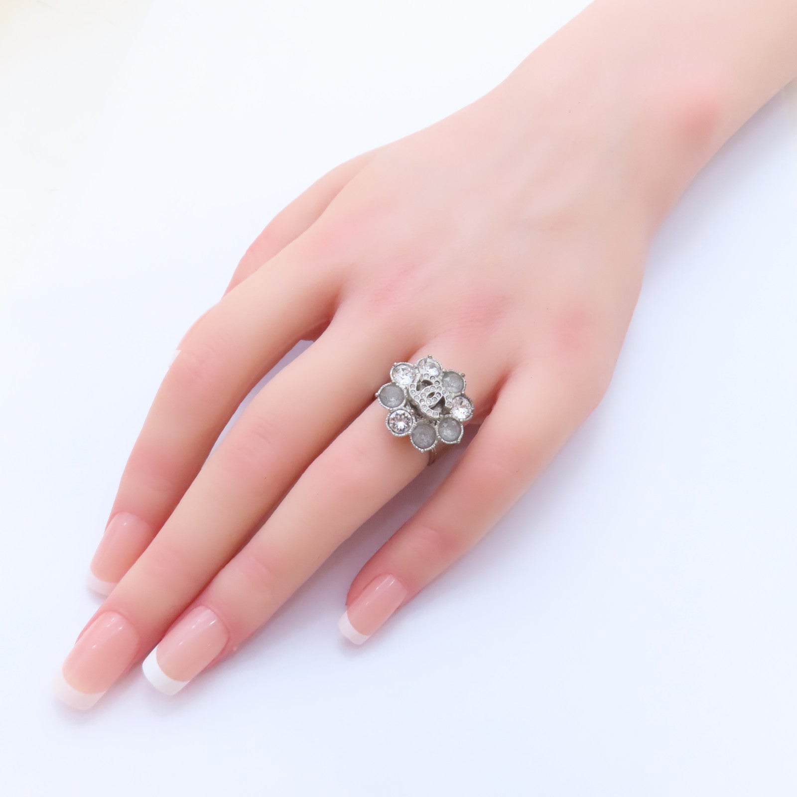 CHANEL 金屬Coco Mark Flower Ring戒指US#6
