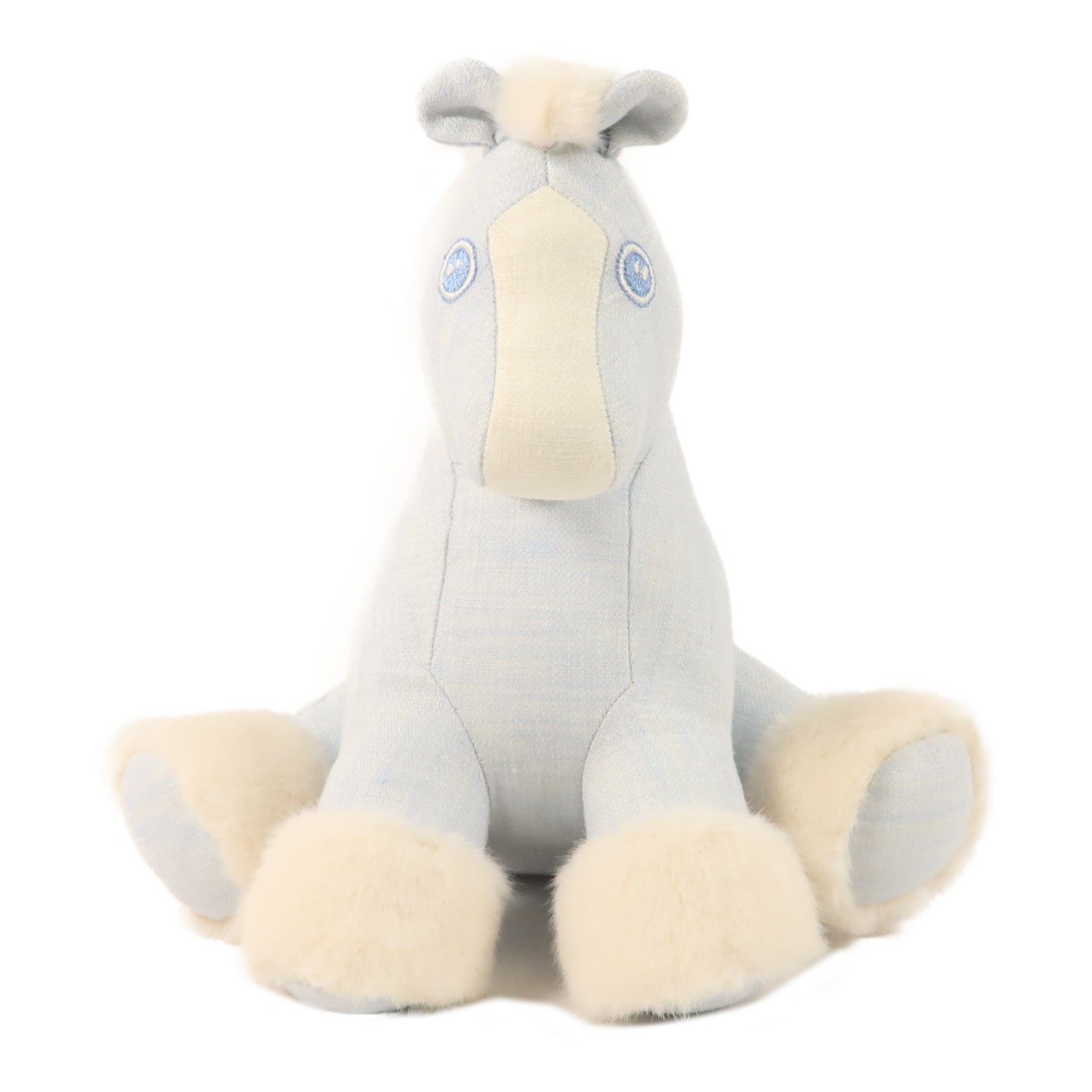 HERMES 亞麻帆布Baby Hermy Plush公仔Bleu Glacier