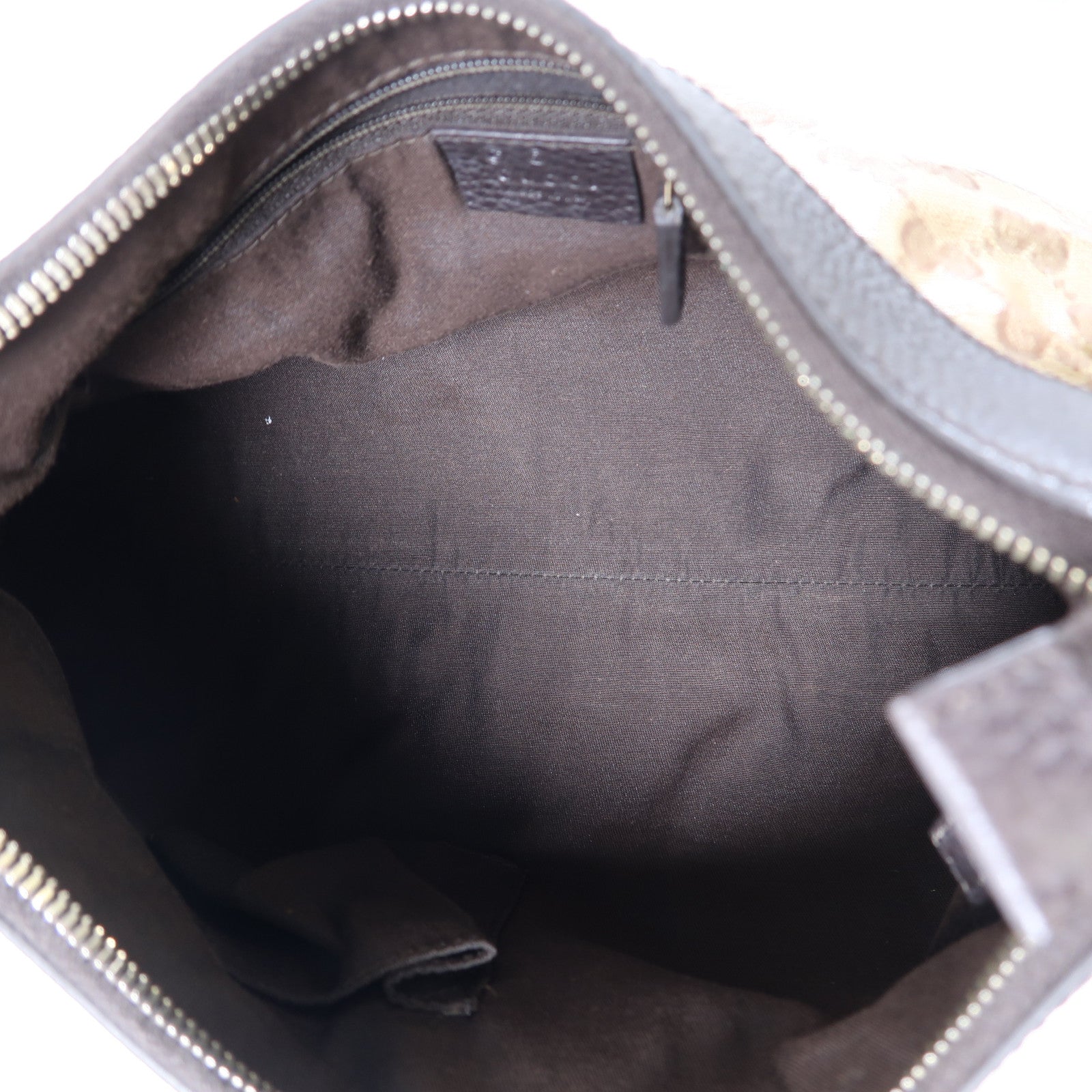 GUCCI 塗層帆布GG Shoulder銀扣肩背袋啡色