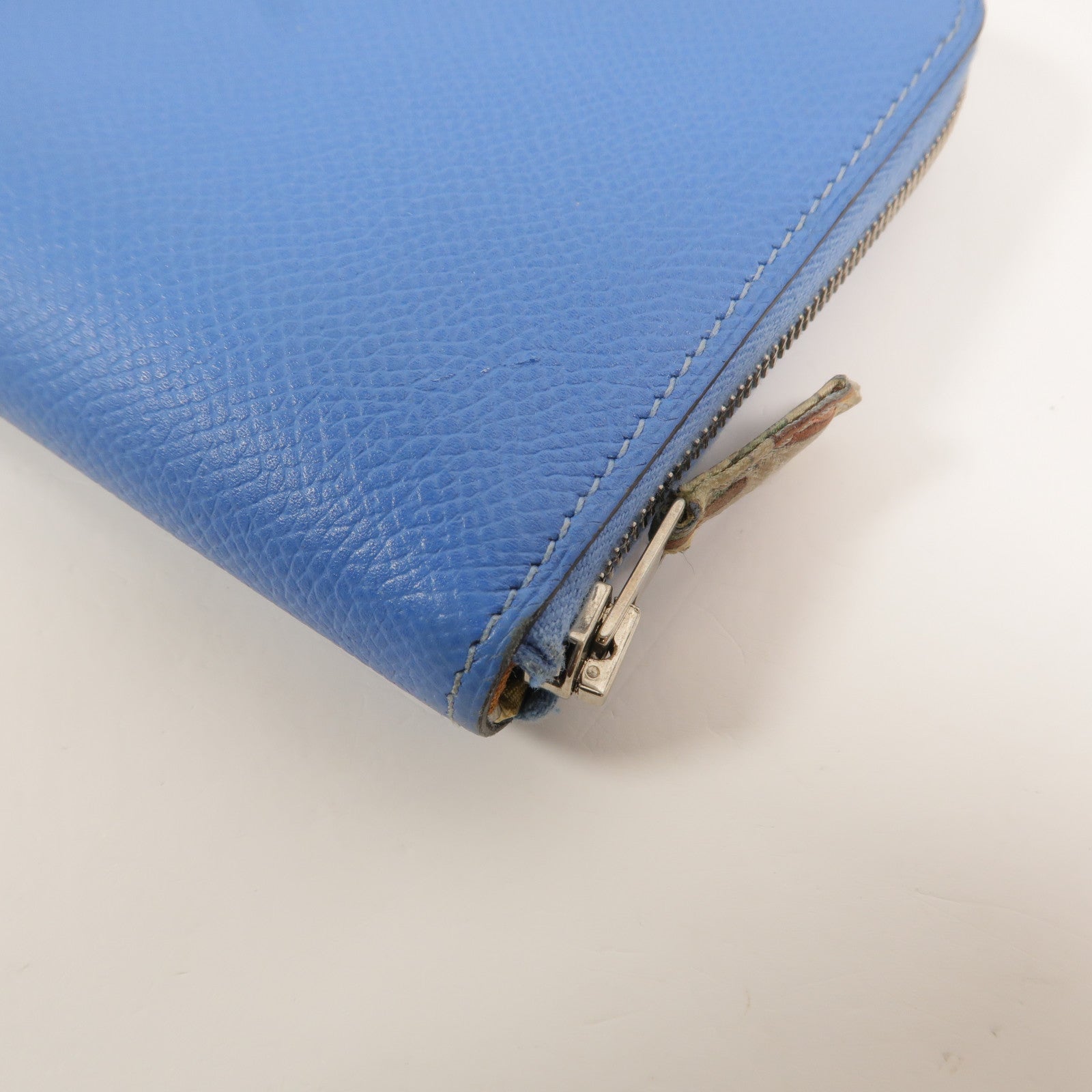 HERMES Epsom皮革Silk In Long Wallet長錢包Bleu Paradis