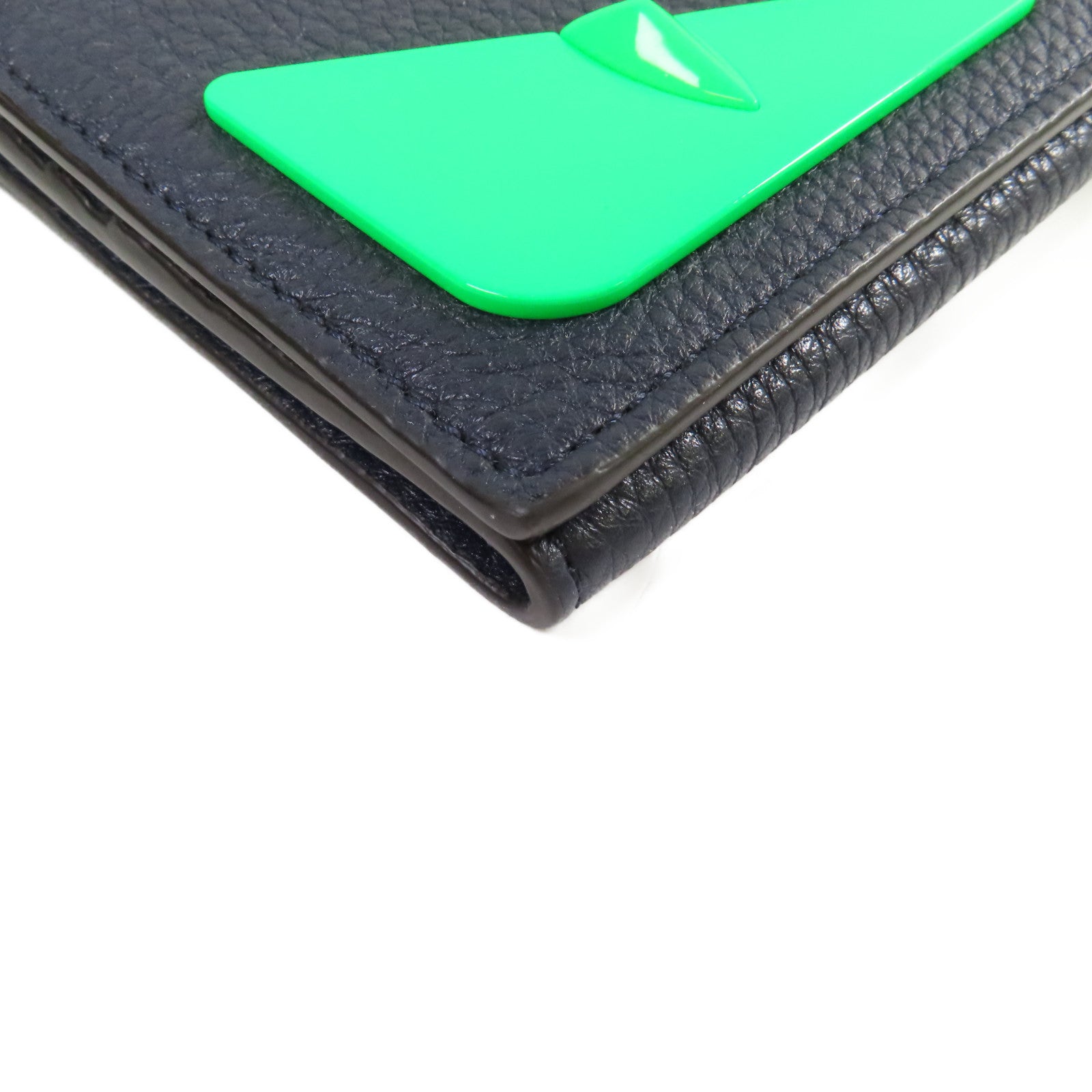 FENDI 牛皮皮革/金屬Bugs Eyes Long Wallet銀扣長錢包黑色
