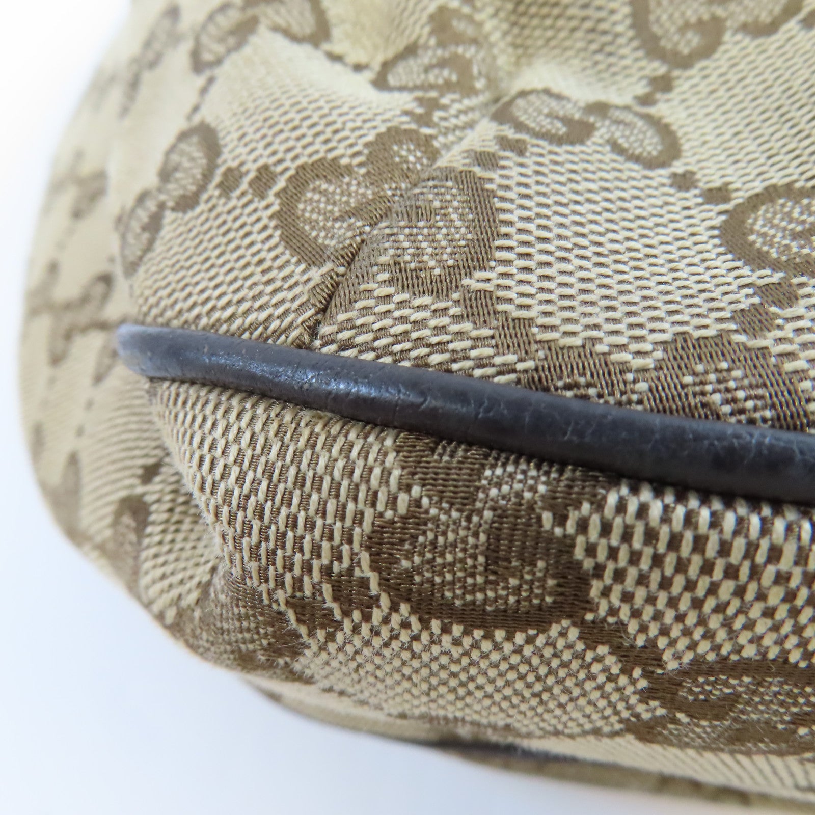 GUCCI 帆布/皮革Shoulder Bag金扣肩背袋棕色
