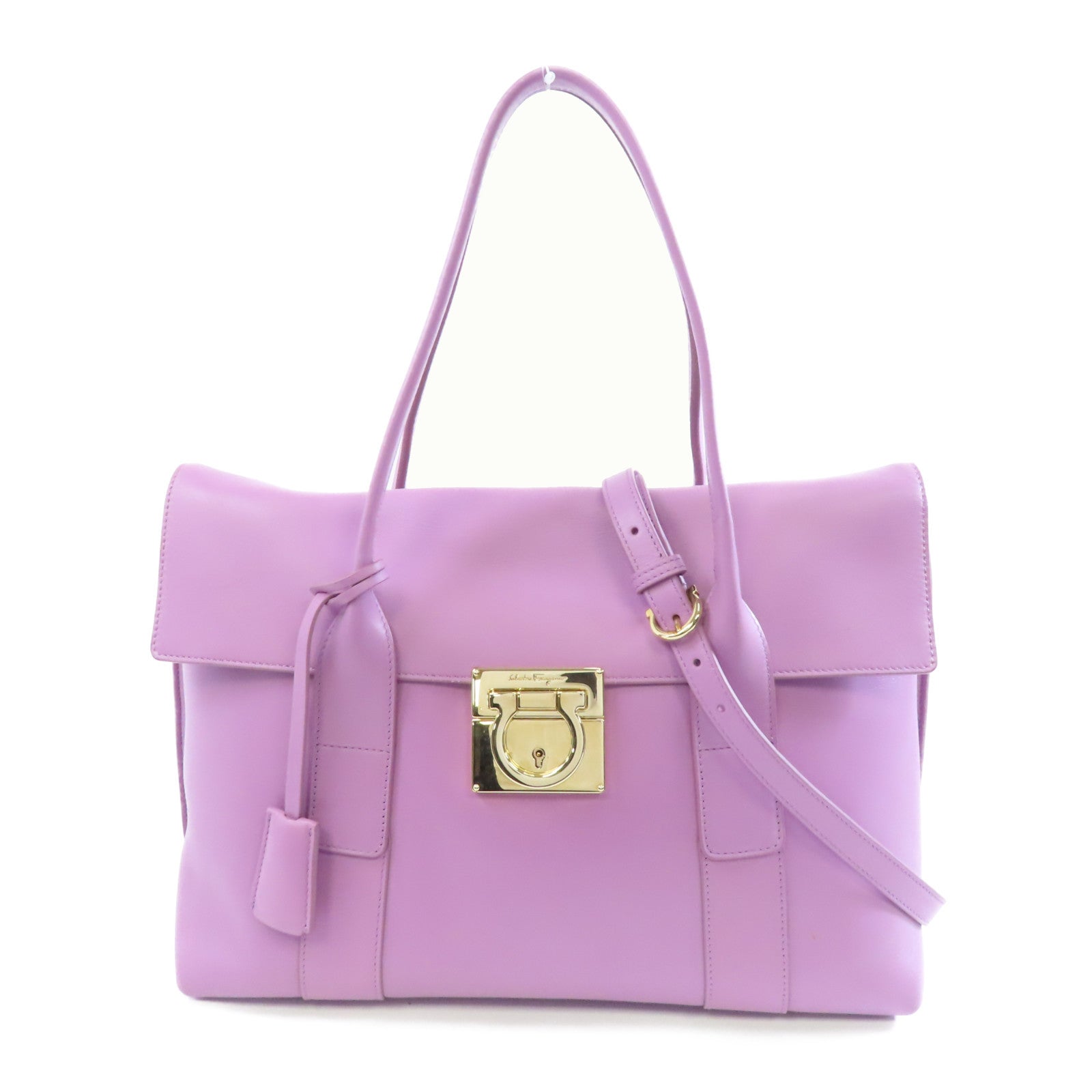 Salvatore Ferragamo 牛皮皮革2 Way Shoulder金扣手挽肩背兩用袋紫色