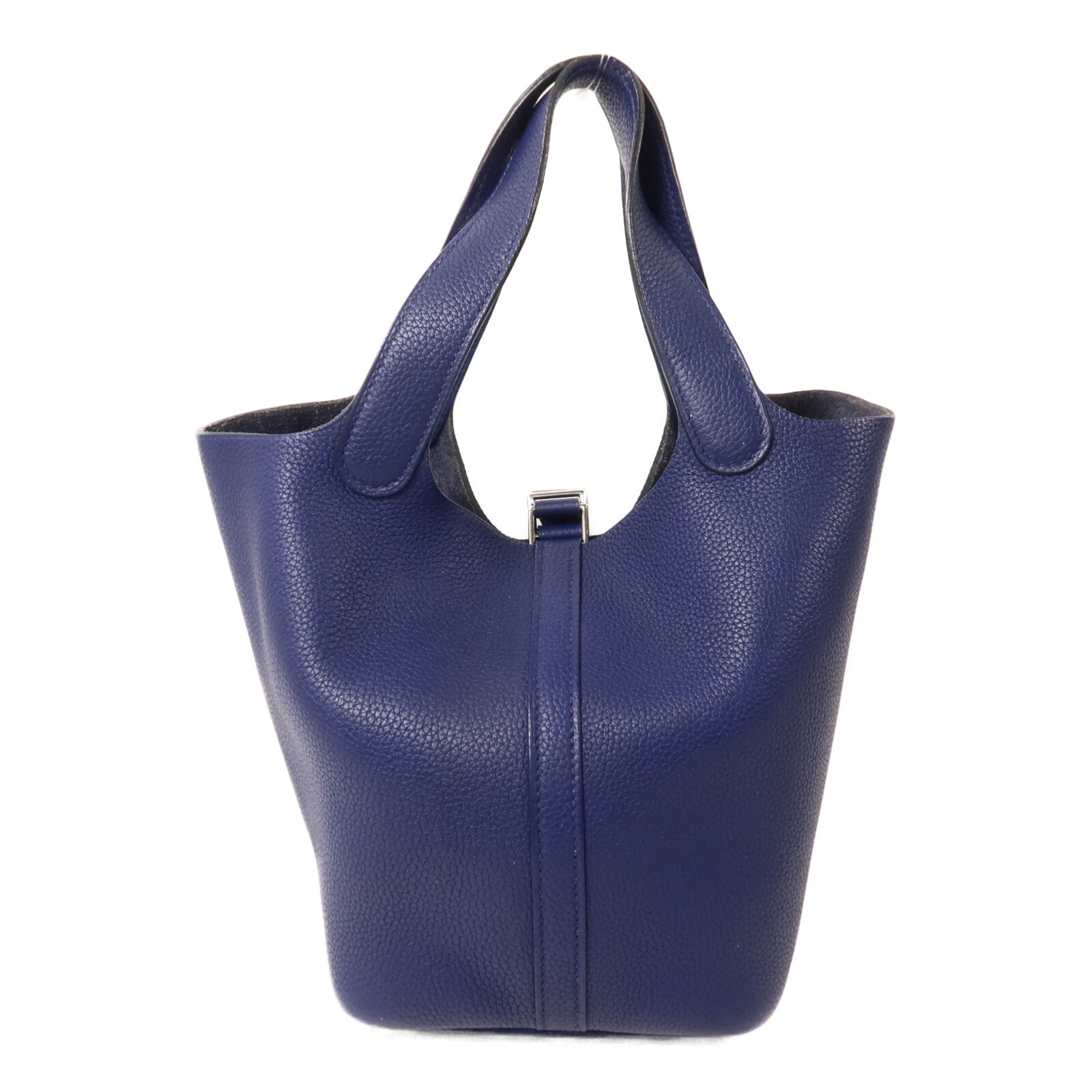 HERMES Clemence皮革Picotin PM手挽袋Bleu Saphir