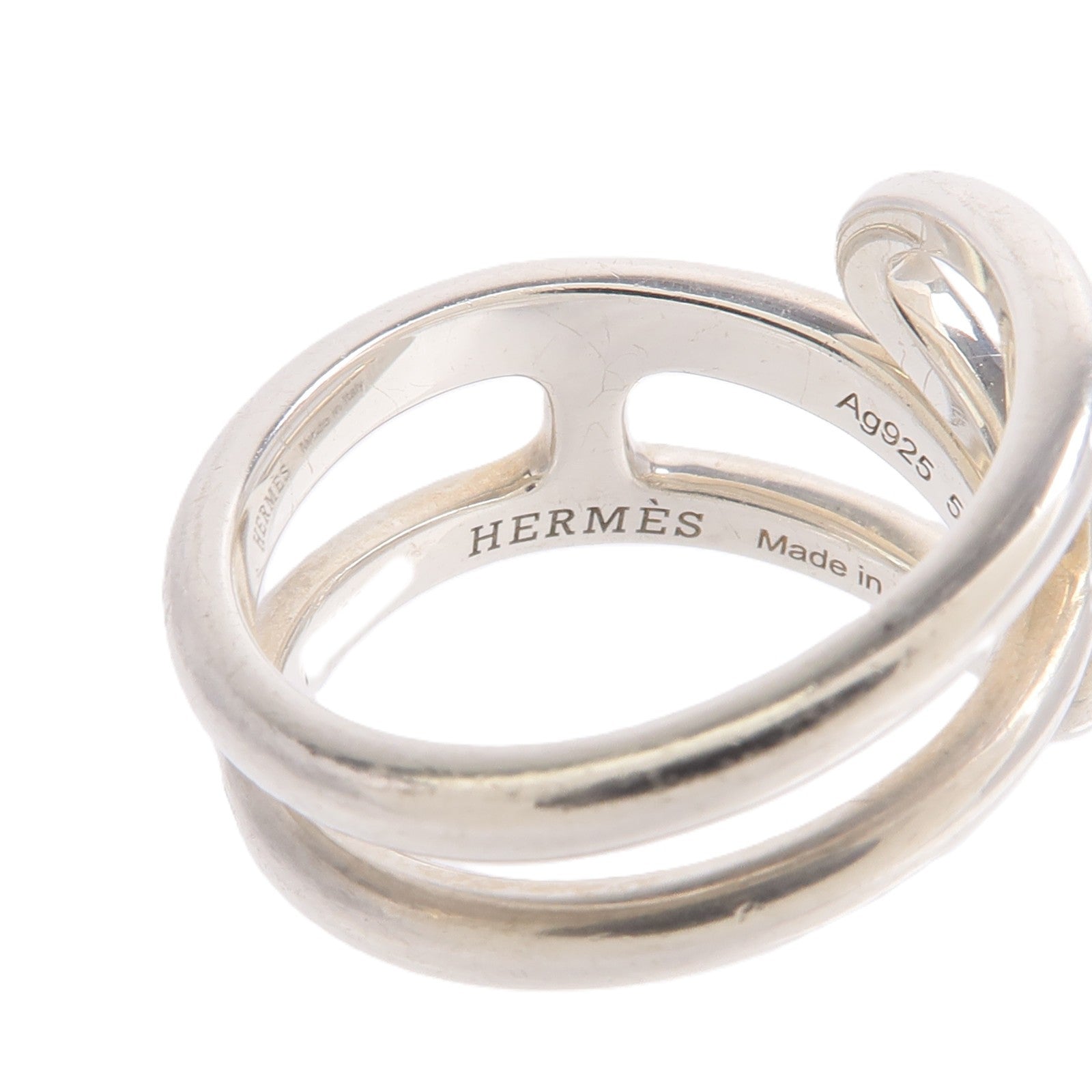 HERMES 925純銀Chaine d'Ancre Twist Ring戒指
