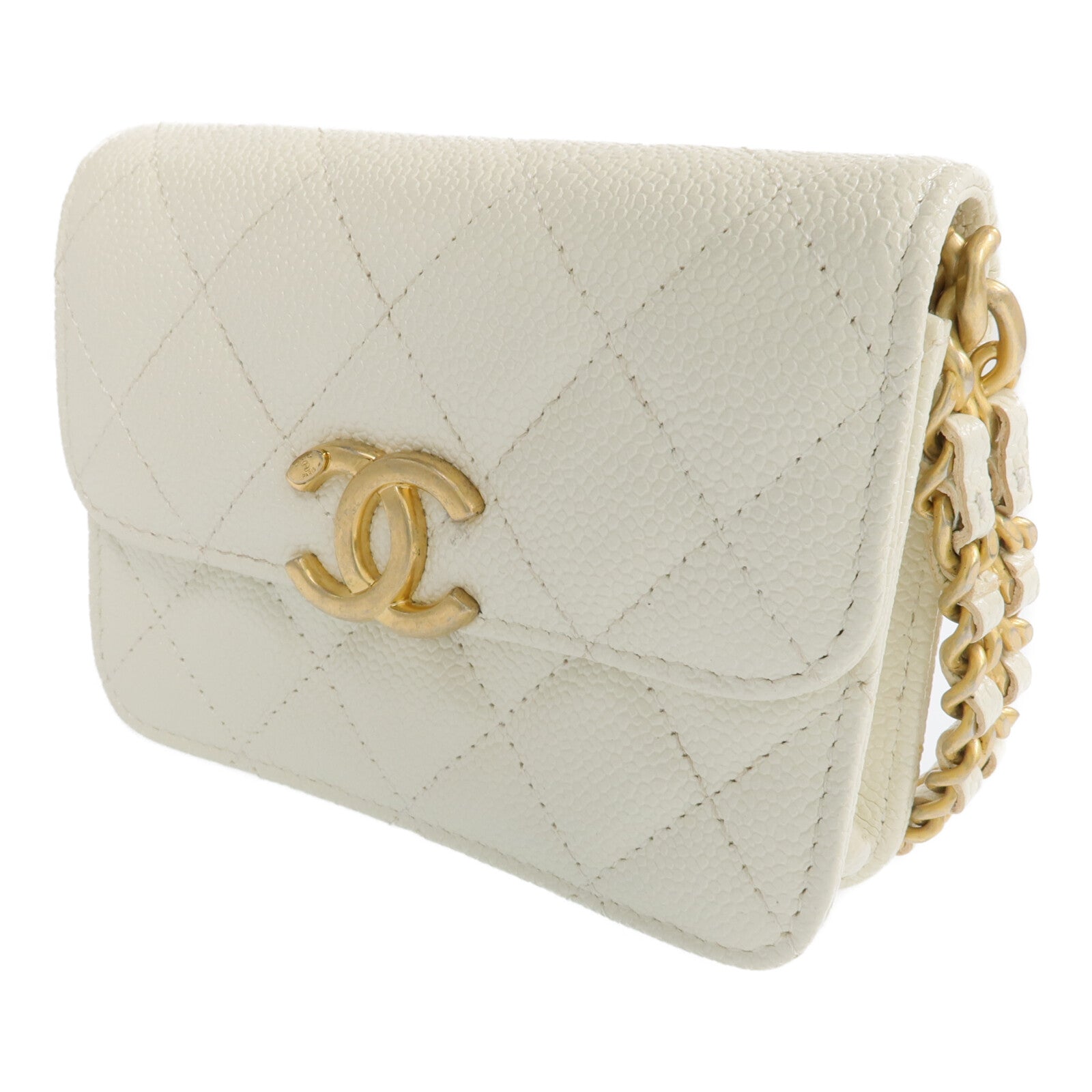 CHANEL 牛皮皮革Chain Shoulder金扣鏈帶肩背袋