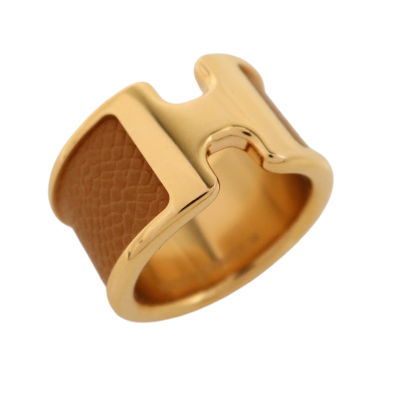 HERMES Madame皮革/金屬Olympe Ring Large戒指Hermes#M/US#6.5Gold