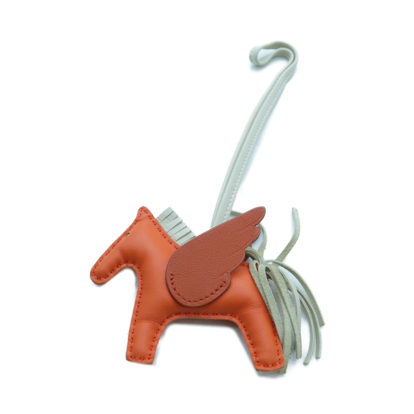 HERMES **【激減優惠】Swift皮革Rodeo Pegase PM掛飾橙色/米色