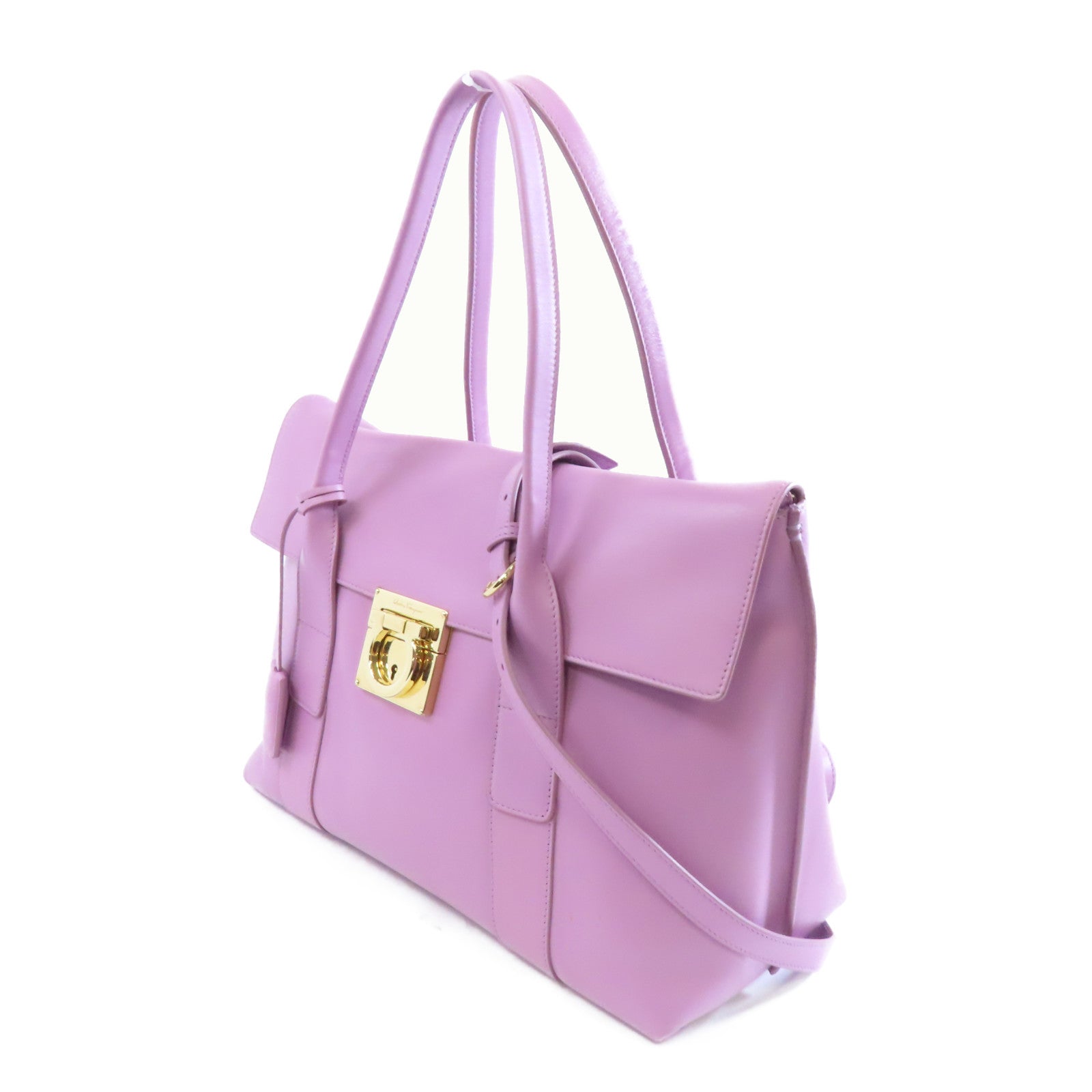Salvatore Ferragamo 牛皮皮革2 Way Shoulder金扣手挽肩背兩用袋紫色