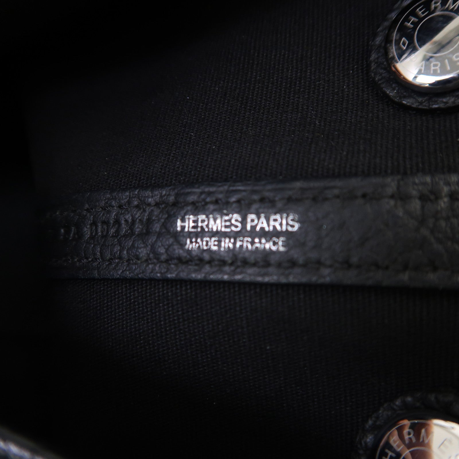 HERMES 帆布Garden Party TPM銀扣手挽袋Noir/黑色
