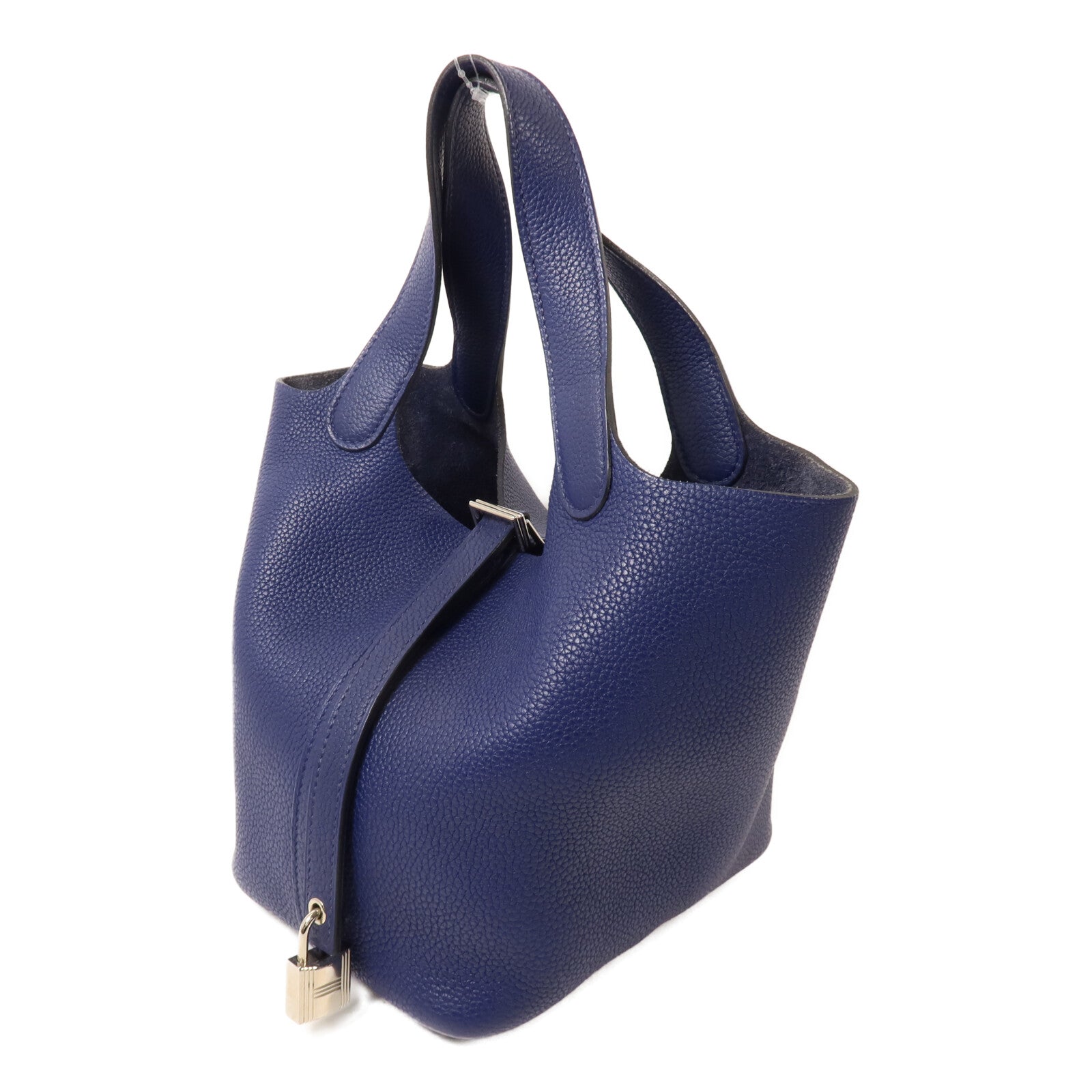 HERMES Clemence皮革Picotin PM手挽袋Bleu Saphir