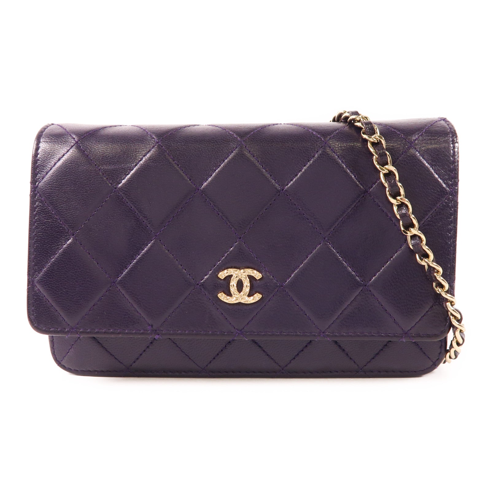 CHANEL 牛皮皮革WOC Wallet On Chain金扣鏈帶肩背袋