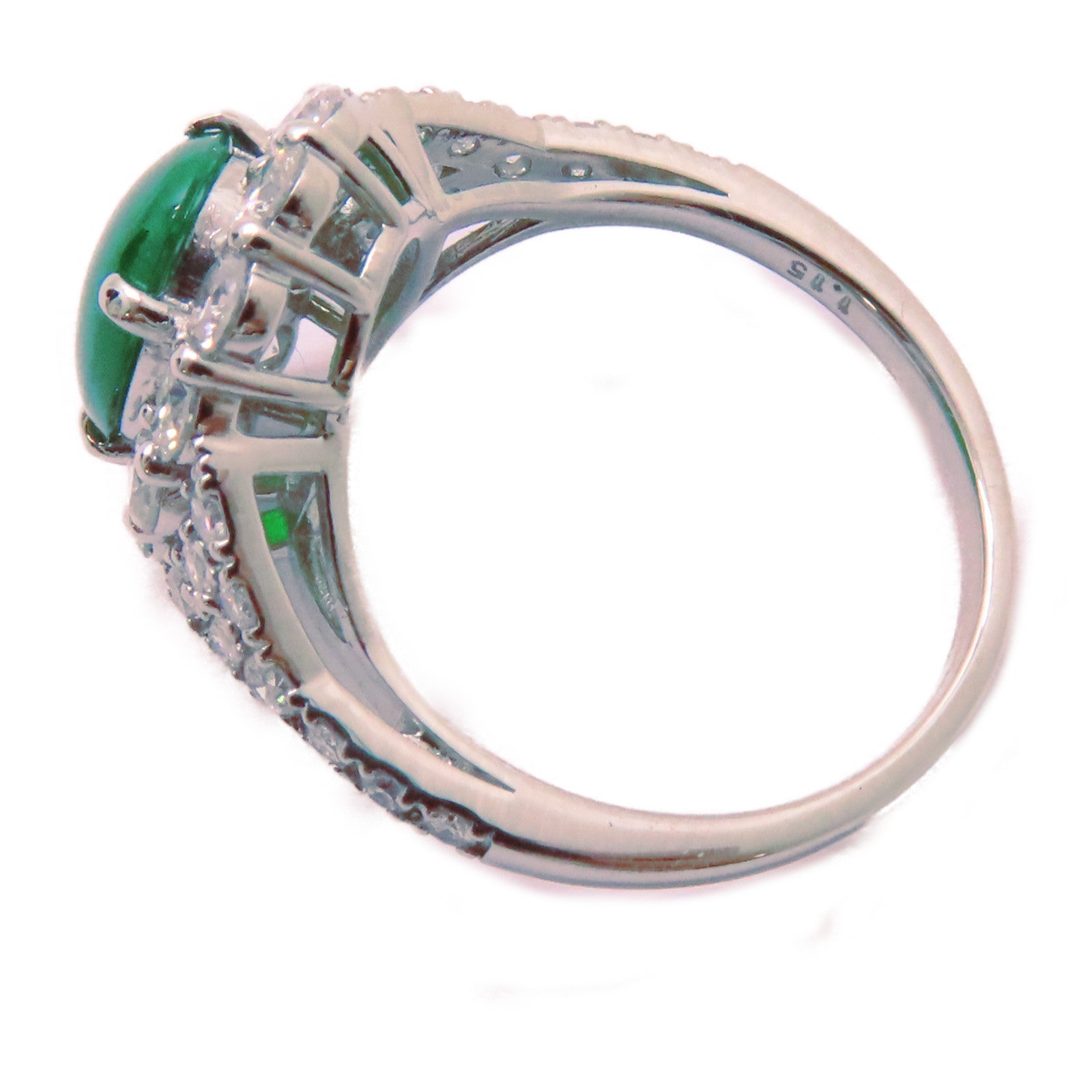 JEWELRY PT950鉑金/1.41ct翡翠/1.15ct鑚石Jade Ring戒指US#6.25