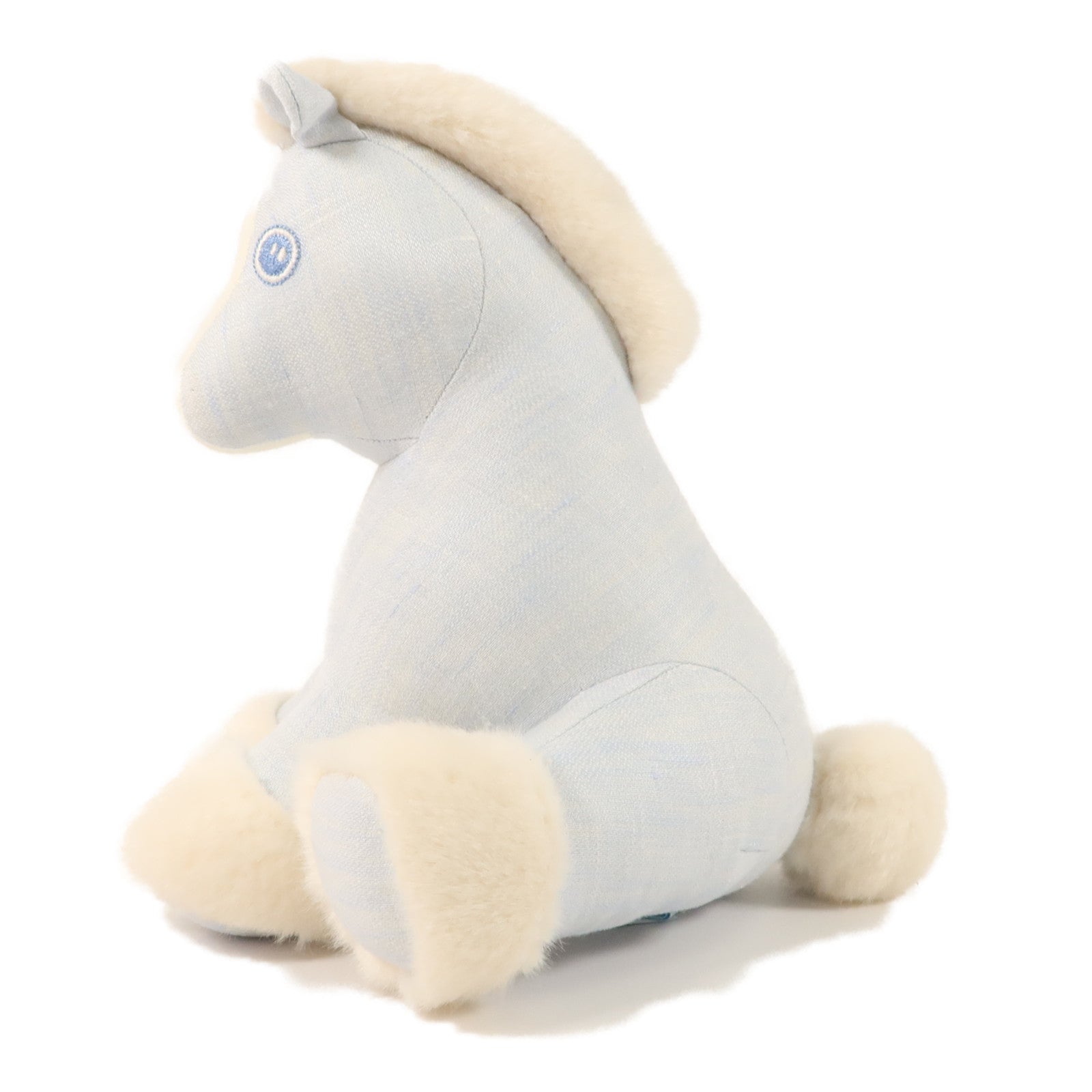 HERMES 亞麻帆布Baby Hermy Plush公仔Bleu Glacier