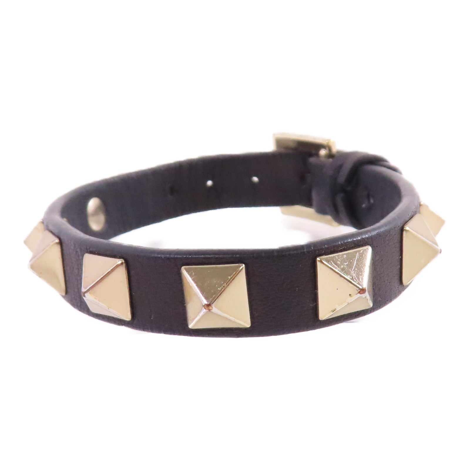 Valentino 牛皮皮革/金屬Rockstud Leather Bracelet手鏈