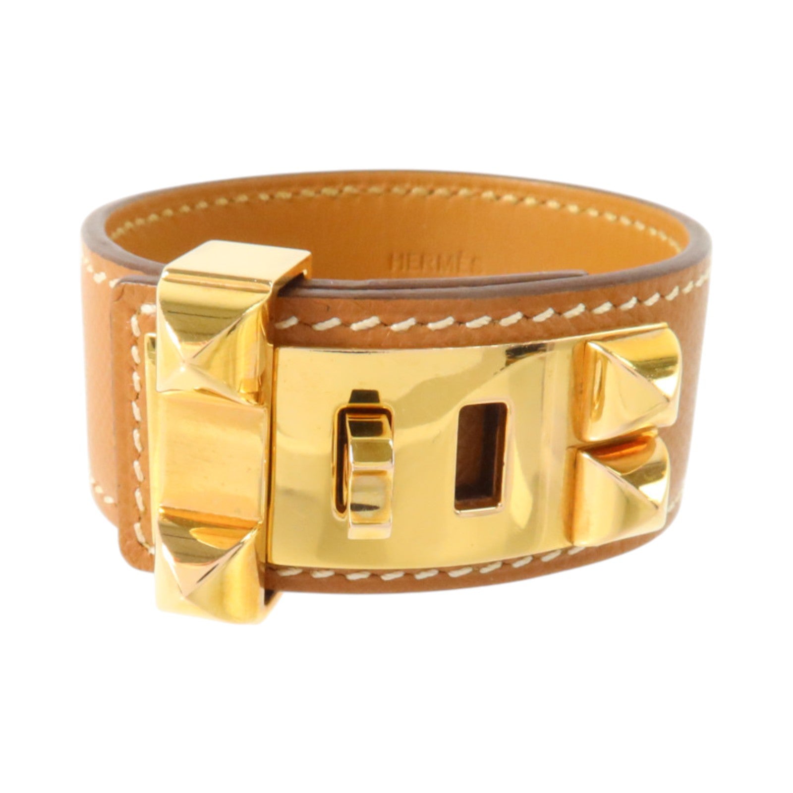 HERMES Epsom皮革Collier De Chien 24 Bracelet金扣手鏈Gold
