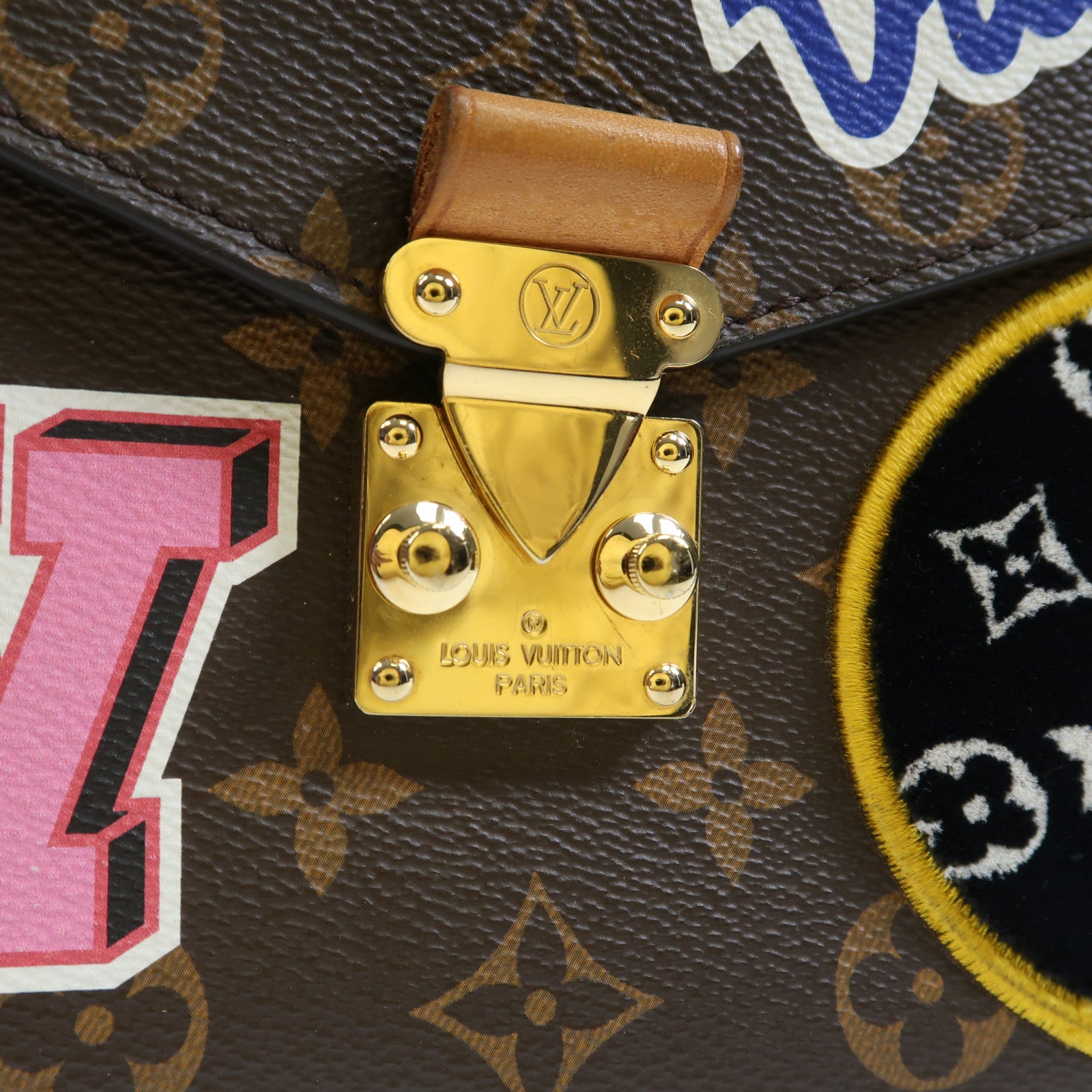 LOUIS VUITTON Monogram Patches Pochette Metis金扣手挽肩背兩用袋棕色