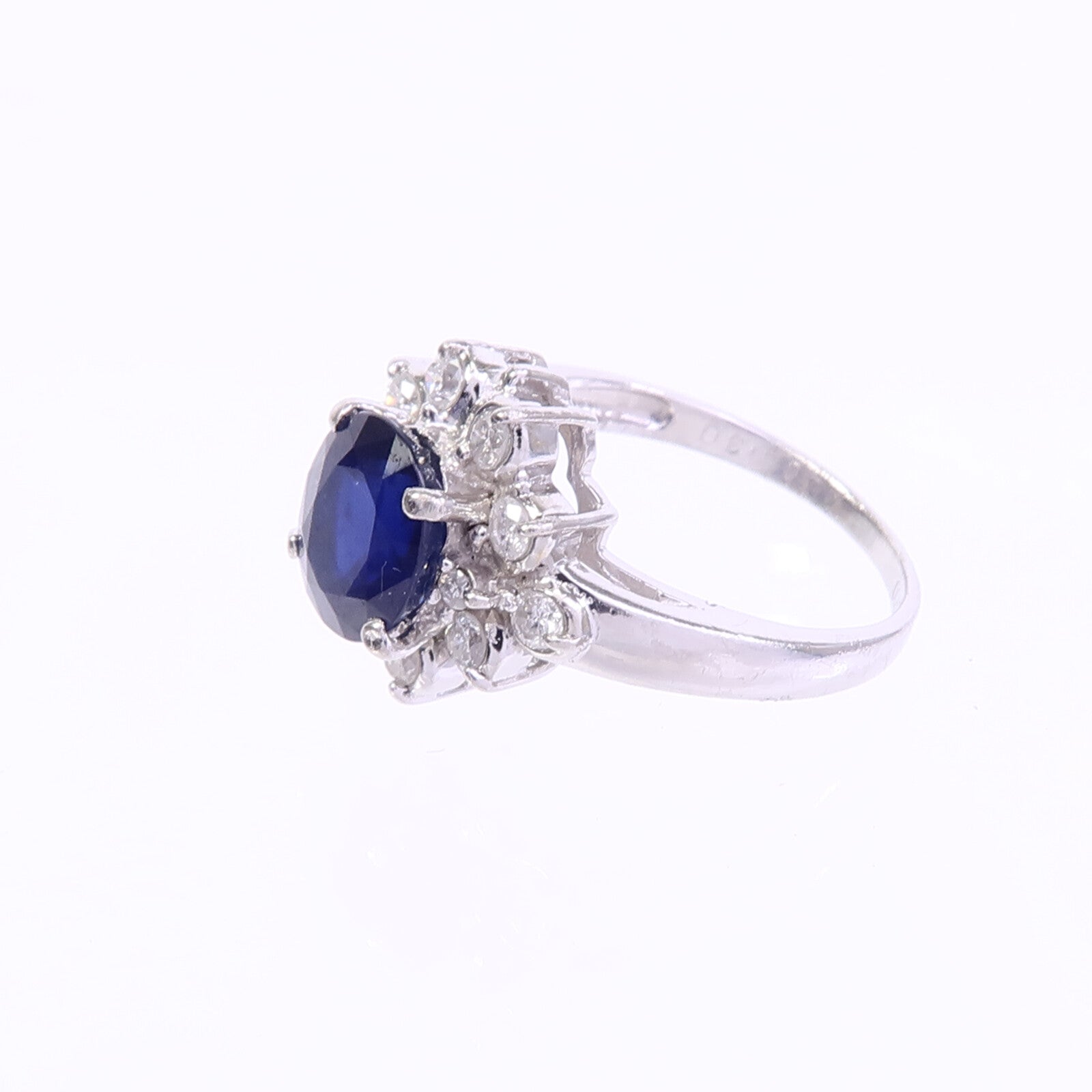 JEWELRY PT900白金Sapphire Diamond Ring藍寶石/鑽石戒指
