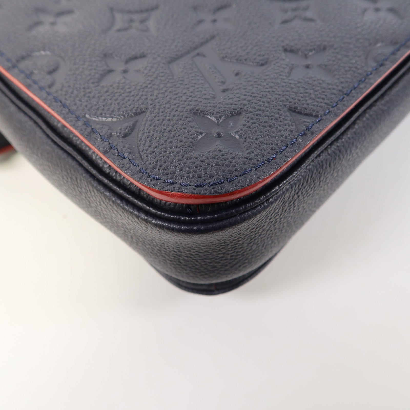 LOUIS VUITTON Monogram Empreinte Pochette Metis金扣手挽肩背兩用袋深藍色