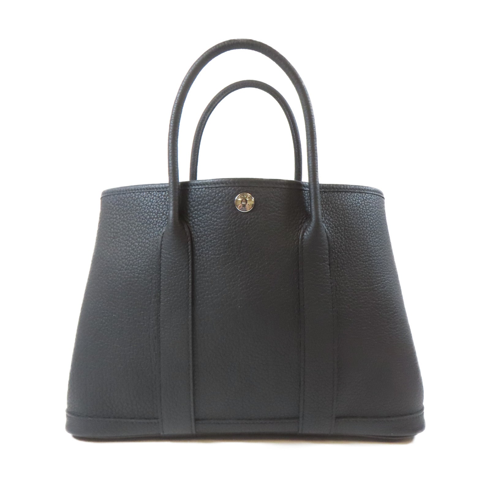 HERMES Negonda皮革Garden Party TPM銀扣手挽袋Noir黑色