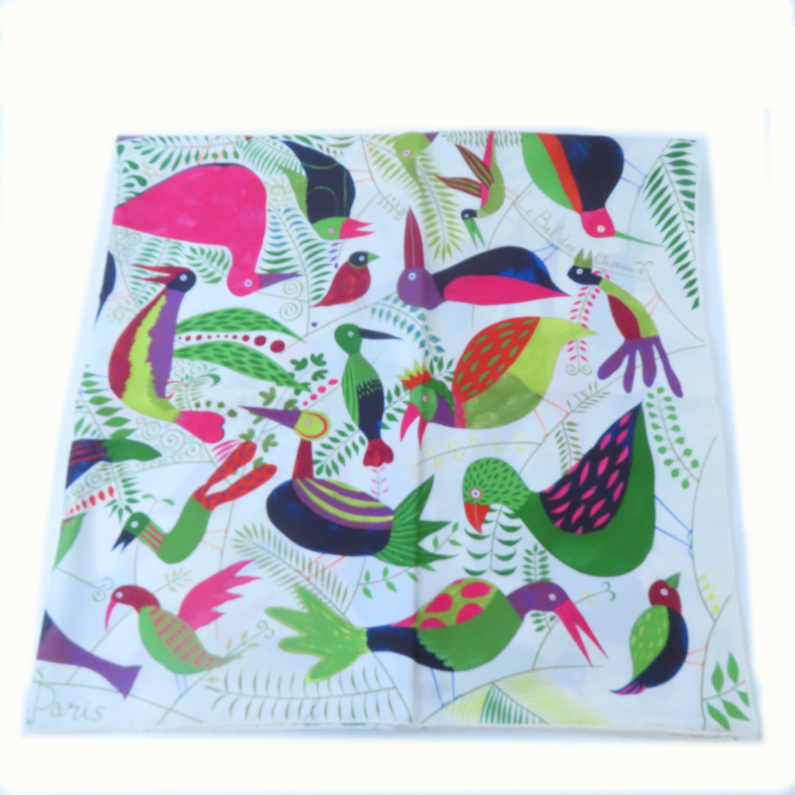 HERMES 絲質Carre 90 Scarf絲巾白色/綠色/桃紅色
