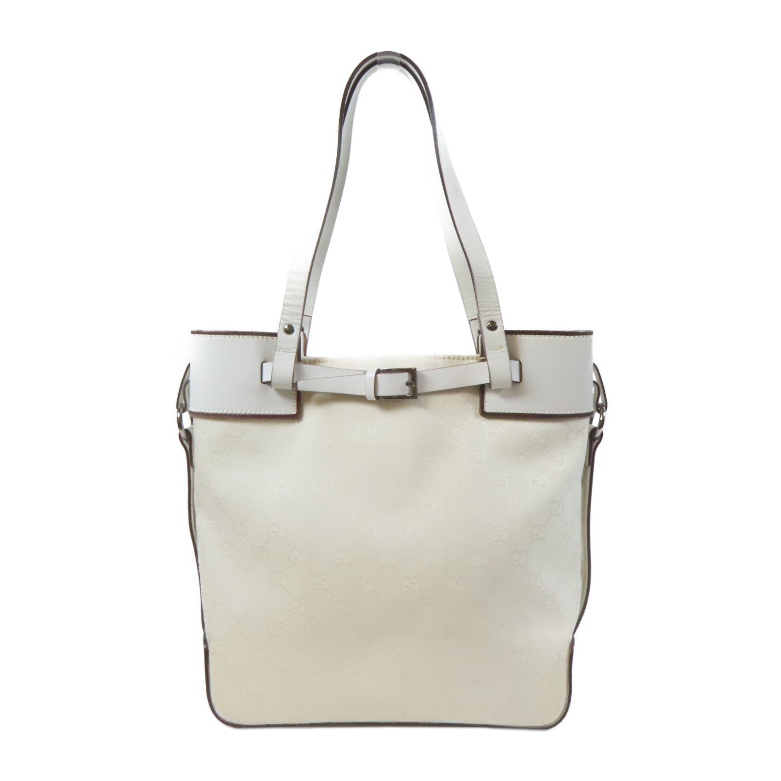 GUCCI 【激減優惠】帆布Hand Bag銀扣手挽袋白色