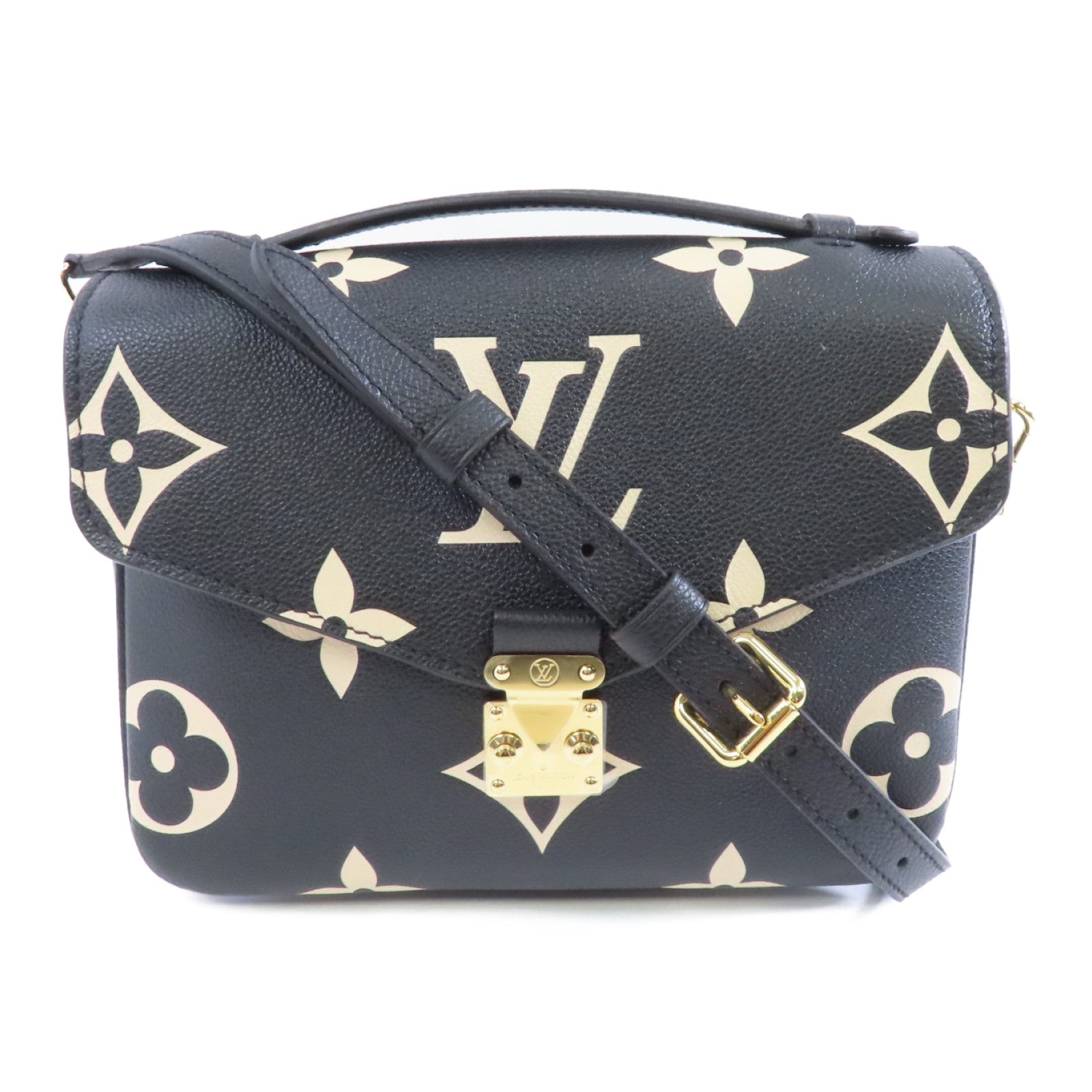 LOUIS VUITTON Monogram Giant Pochette Metis金扣手挽肩背兩用袋黑色/米色