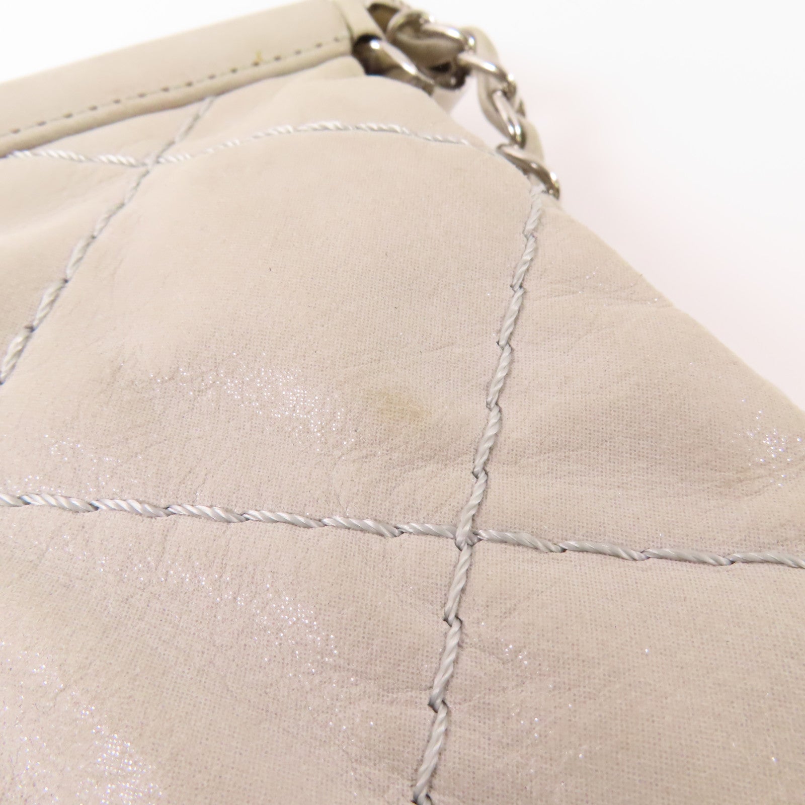 CHANEL 皮革Shoulder Bag銀扣鏈帶肩背袋