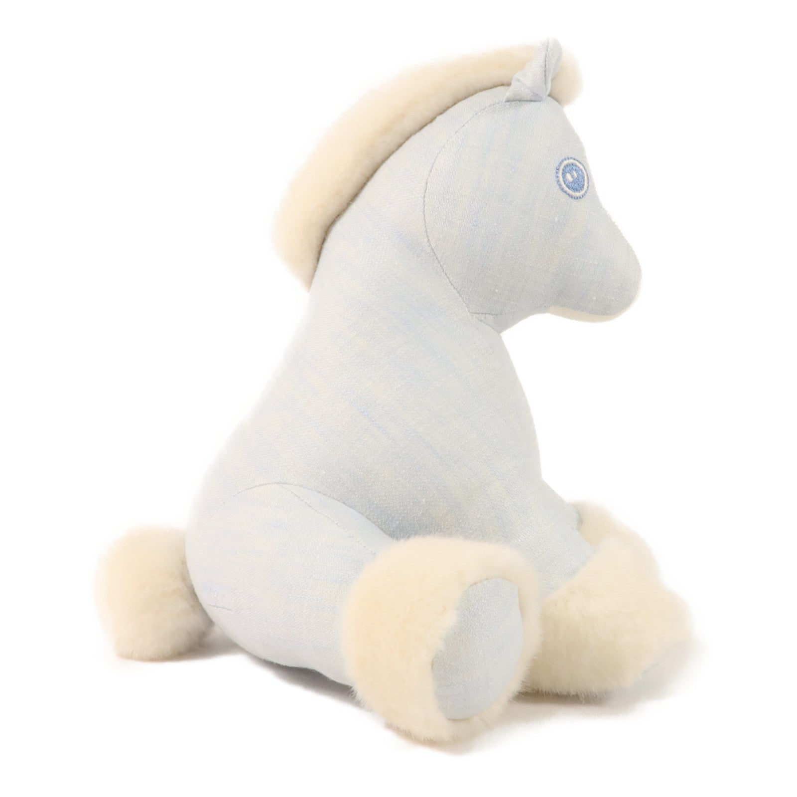 HERMES 亞麻帆布Baby Hermy Plush公仔Bleu Glacier