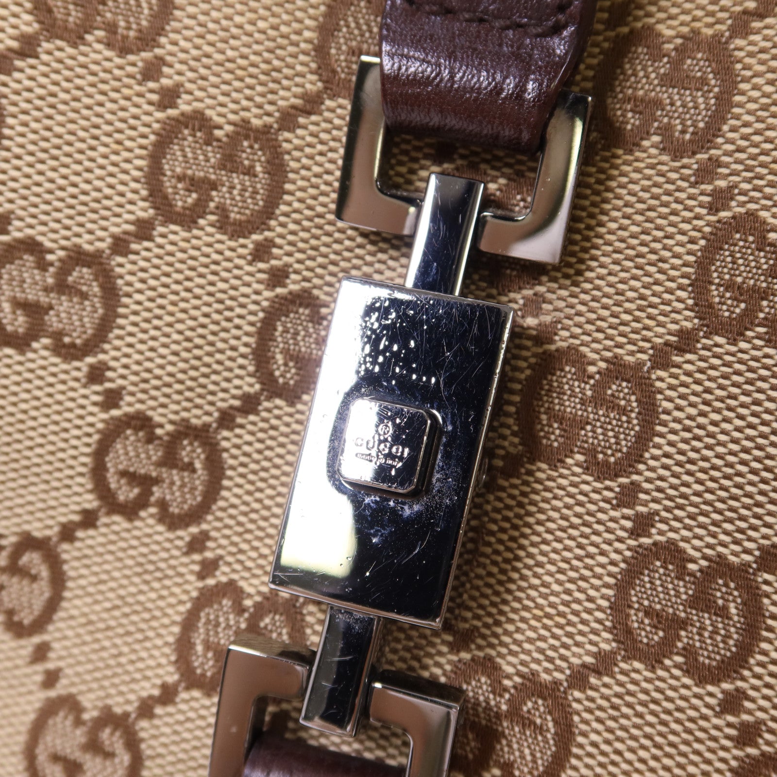 GUCCI 帆布Jackie銀扣肩背袋