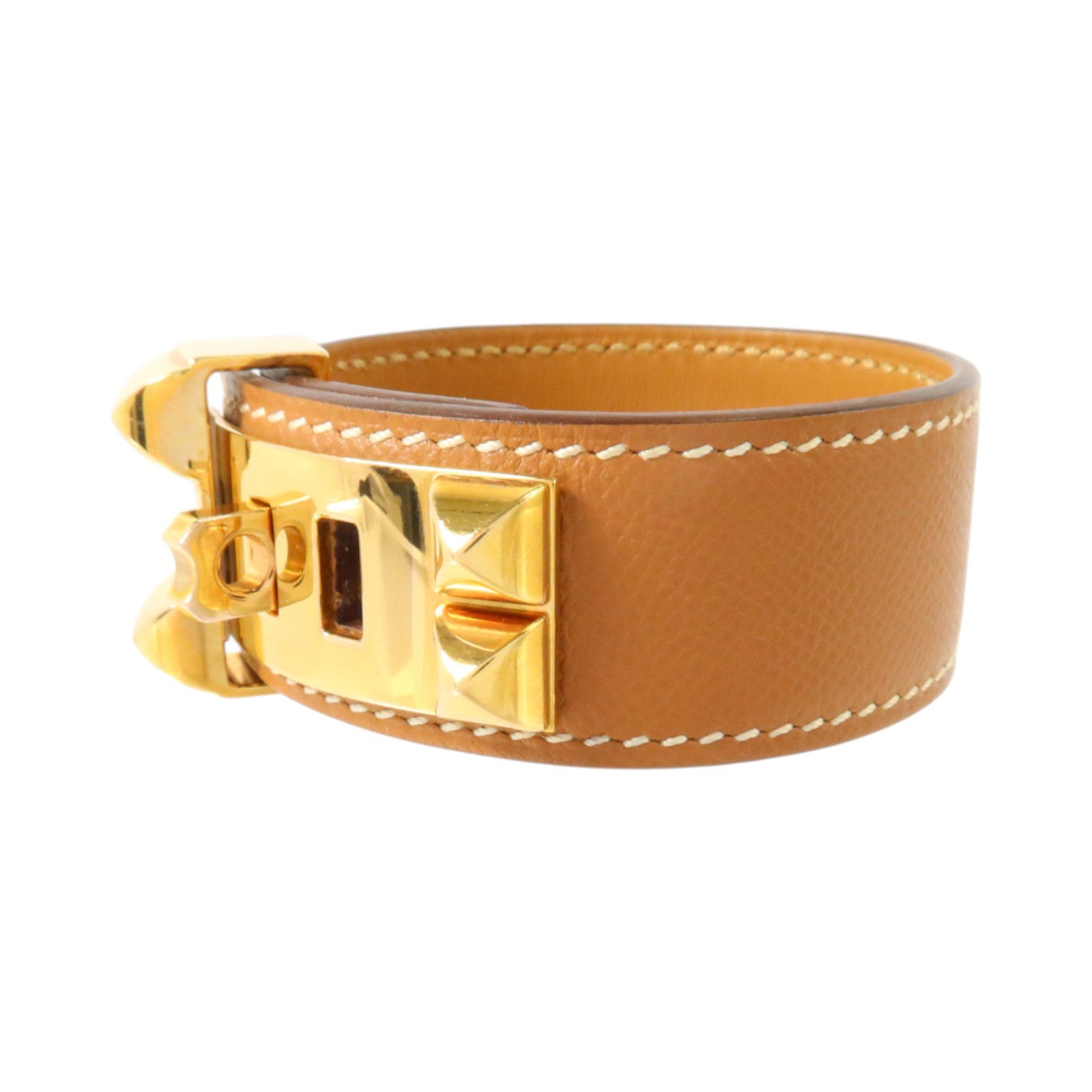 HERMES Epsom皮革Collier De Chien 24 Bracelet金扣手鏈Gold