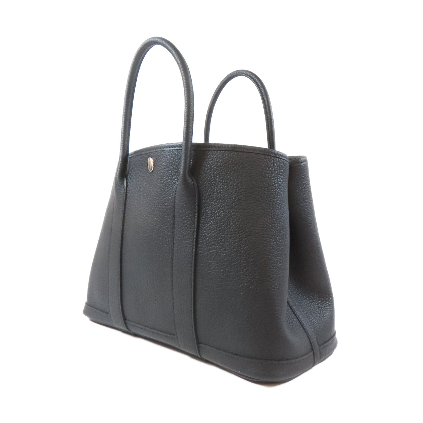 HERMES Negonda皮革Garden Party TPM銀扣手挽袋Noir黑色