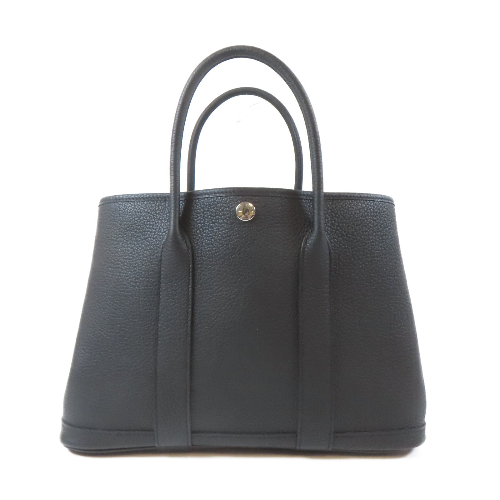 HERMES Negonda皮革Garden Party TPM銀扣手挽袋Noir黑色