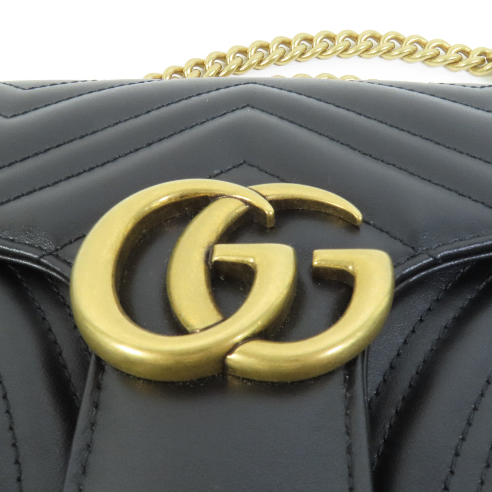 GUCCI 牛皮皮革GG Marmont鏈帶肩背袋