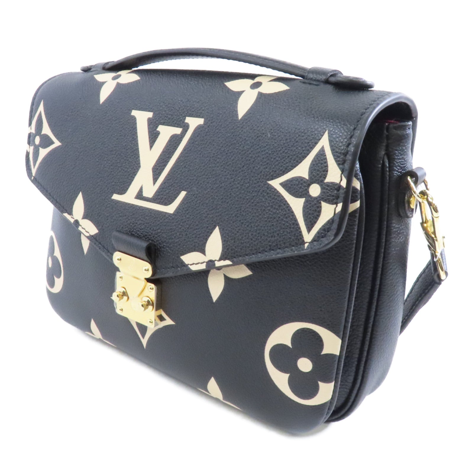 LOUIS VUITTON Monogram Giant Pochette Metis金扣手挽肩背兩用袋黑色/米色