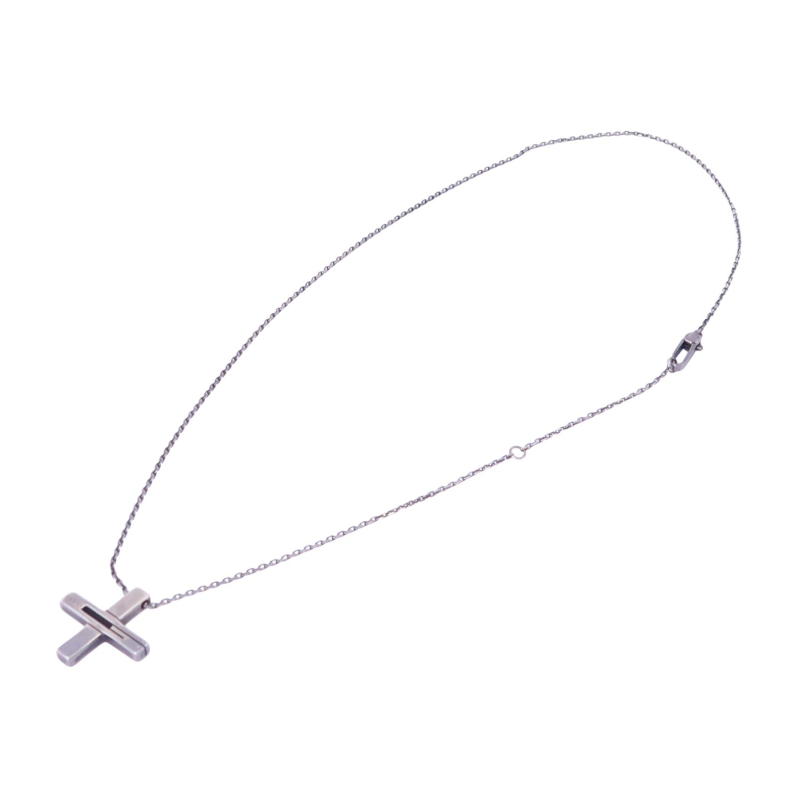 GUCCI 925純銀Cross Cutout G Necklace銀扣項鏈