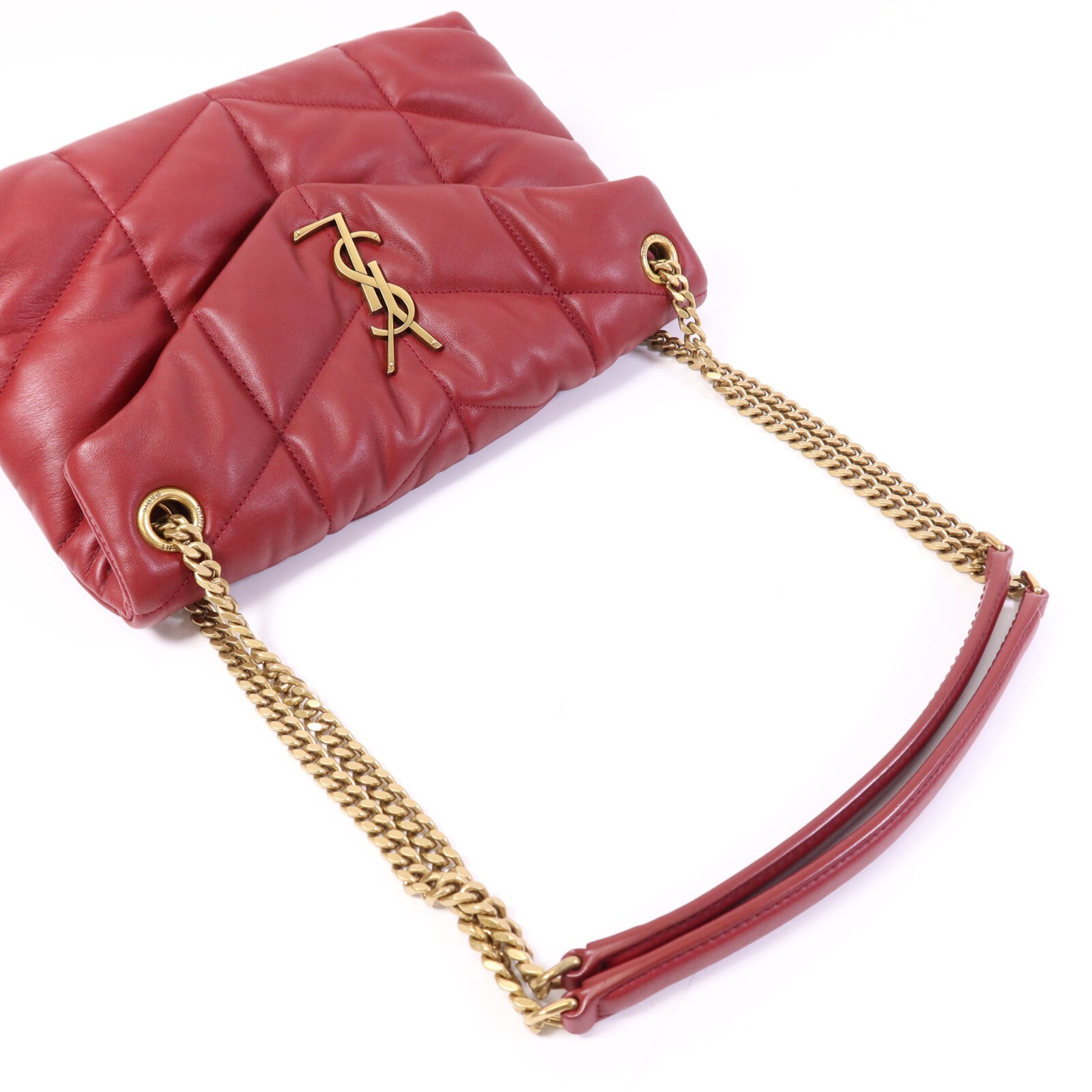 SAINT LAURENT 羊皮皮革Loulou Puffer金扣鏈帶肩背袋