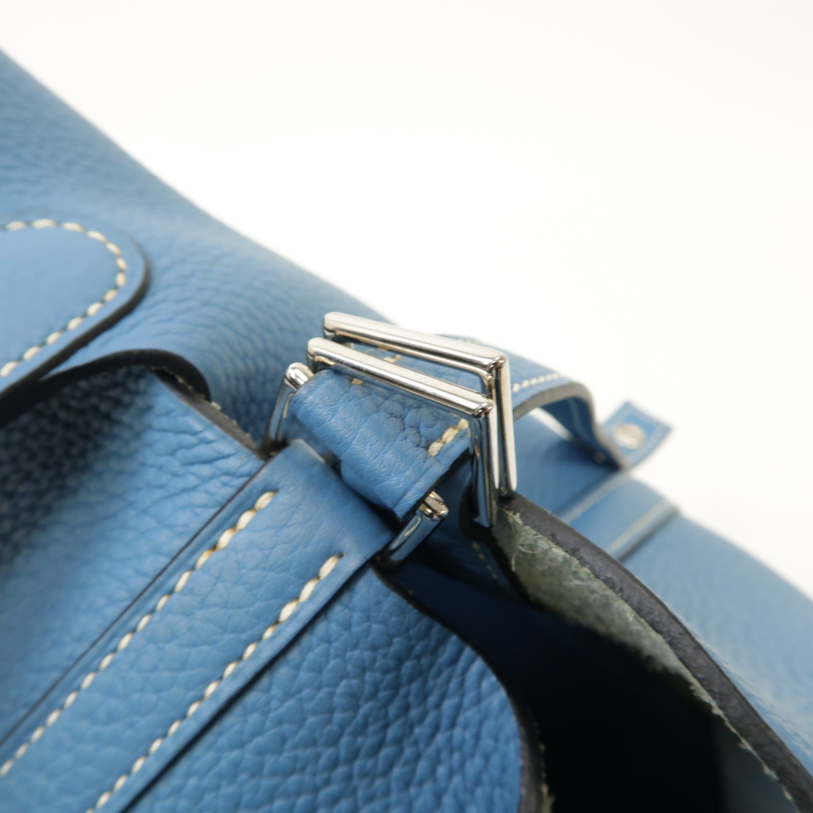 HERMES 【激減優惠】Clemence皮革Picotin PM銀扣手挽袋藍色