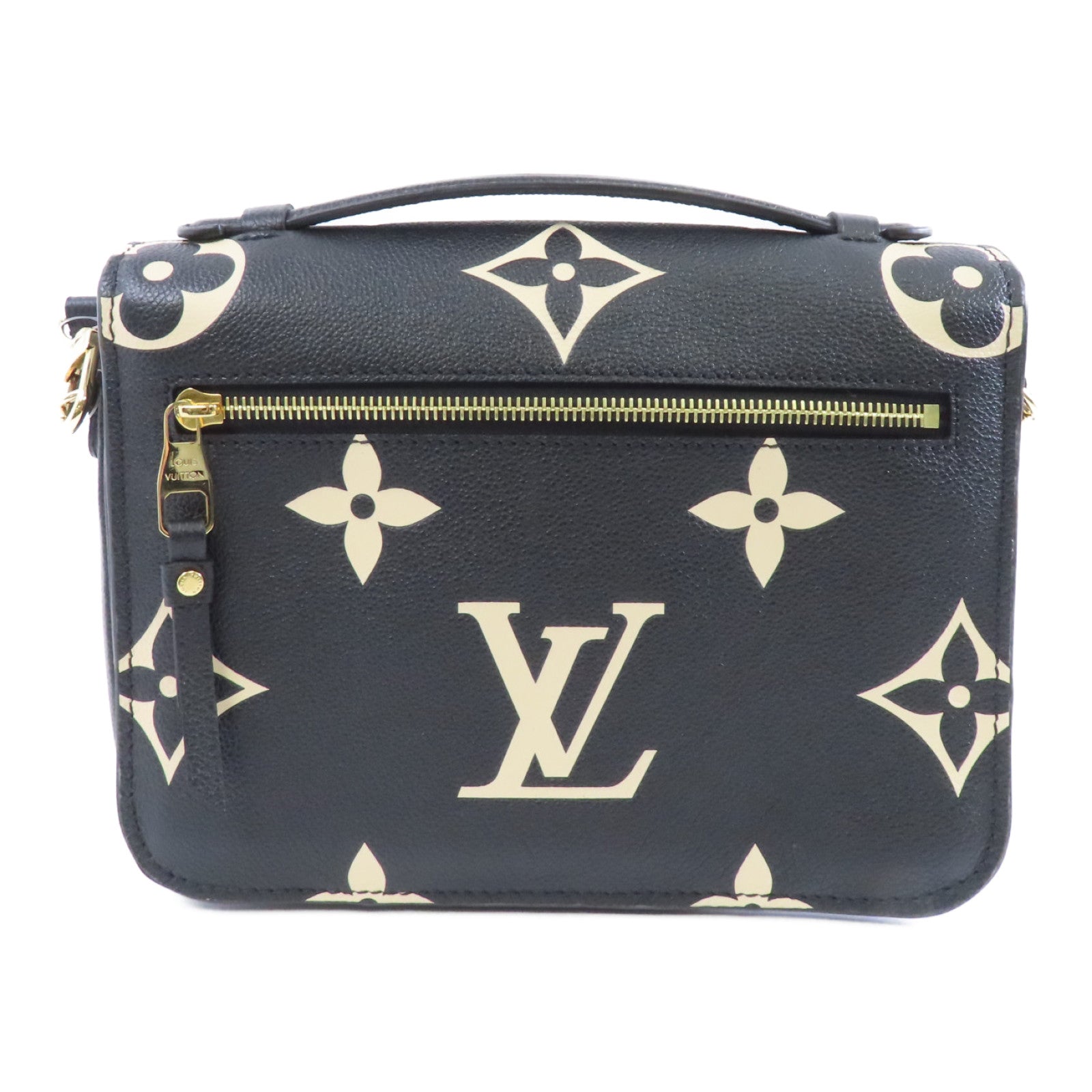 LOUIS VUITTON Monogram Giant Pochette Metis金扣手挽肩背兩用袋黑色/米色