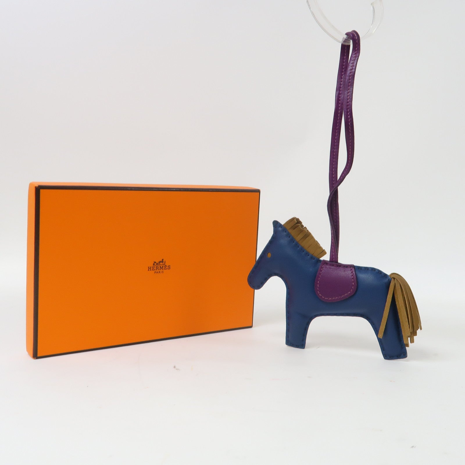 HERMES Swift皮革Rodeo MM掛飾藍色