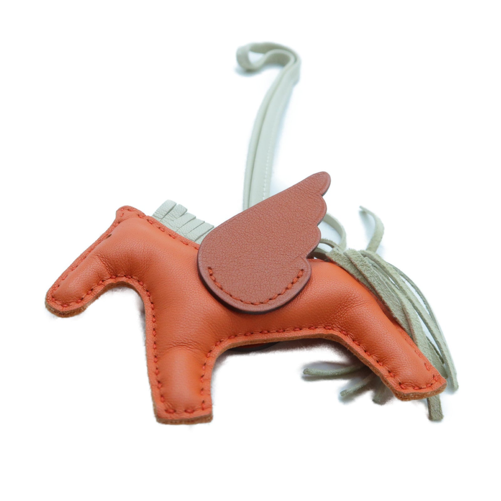 HERMES **【激減優惠】Swift皮革Rodeo Pegase PM掛飾橙色/米色