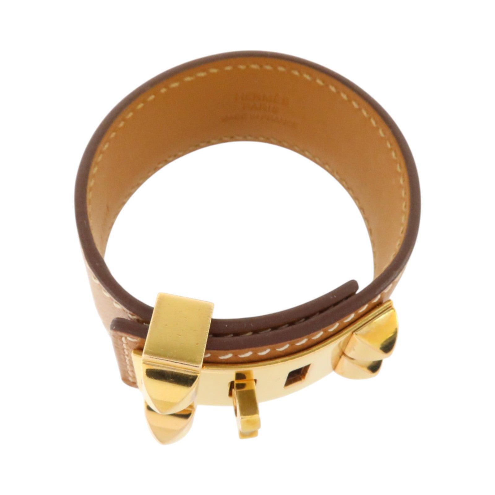 HERMES Epsom皮革Collier De Chien 24 Bracelet金扣手鏈Gold