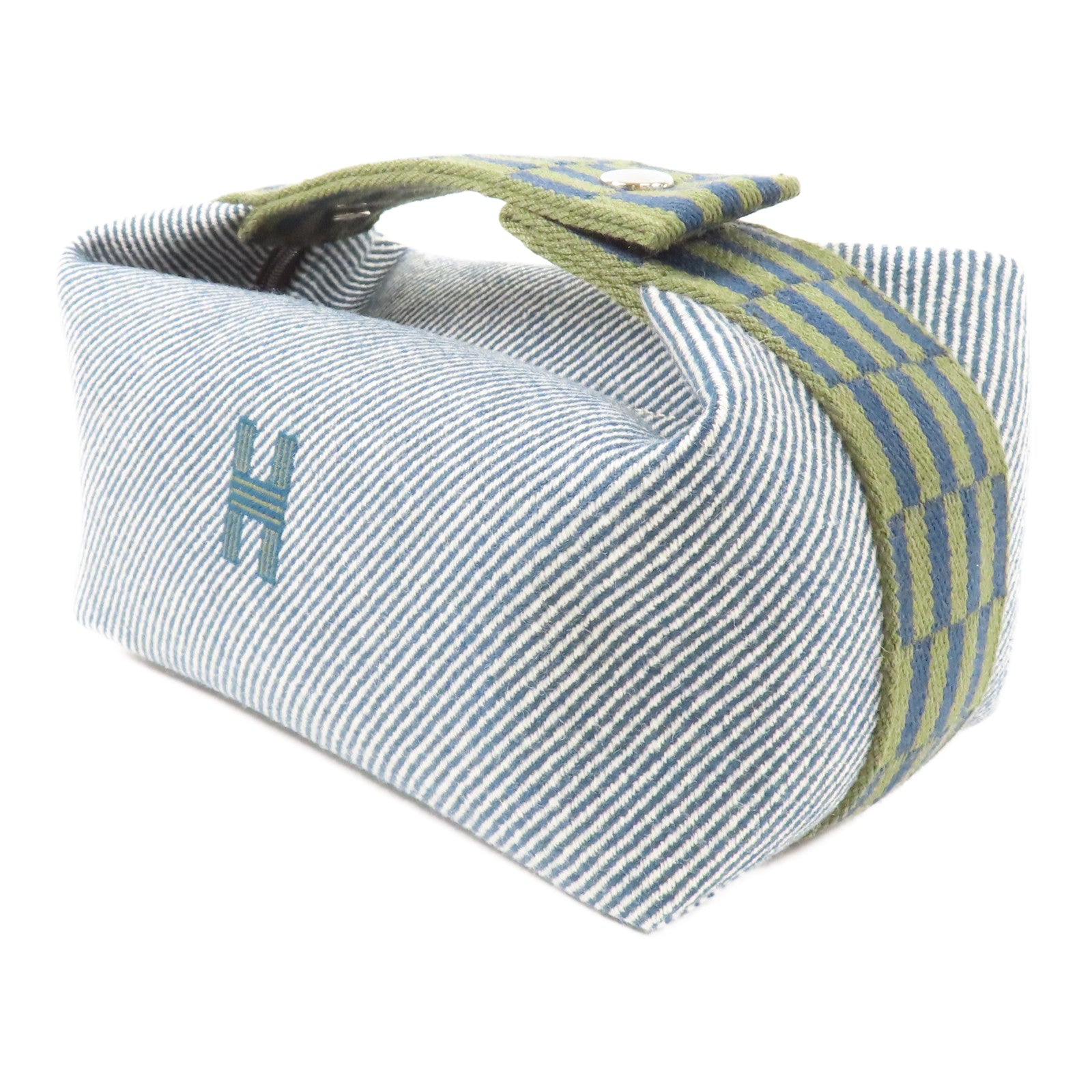 HERMES 帆布Bride A Brac銀扣手挽袋