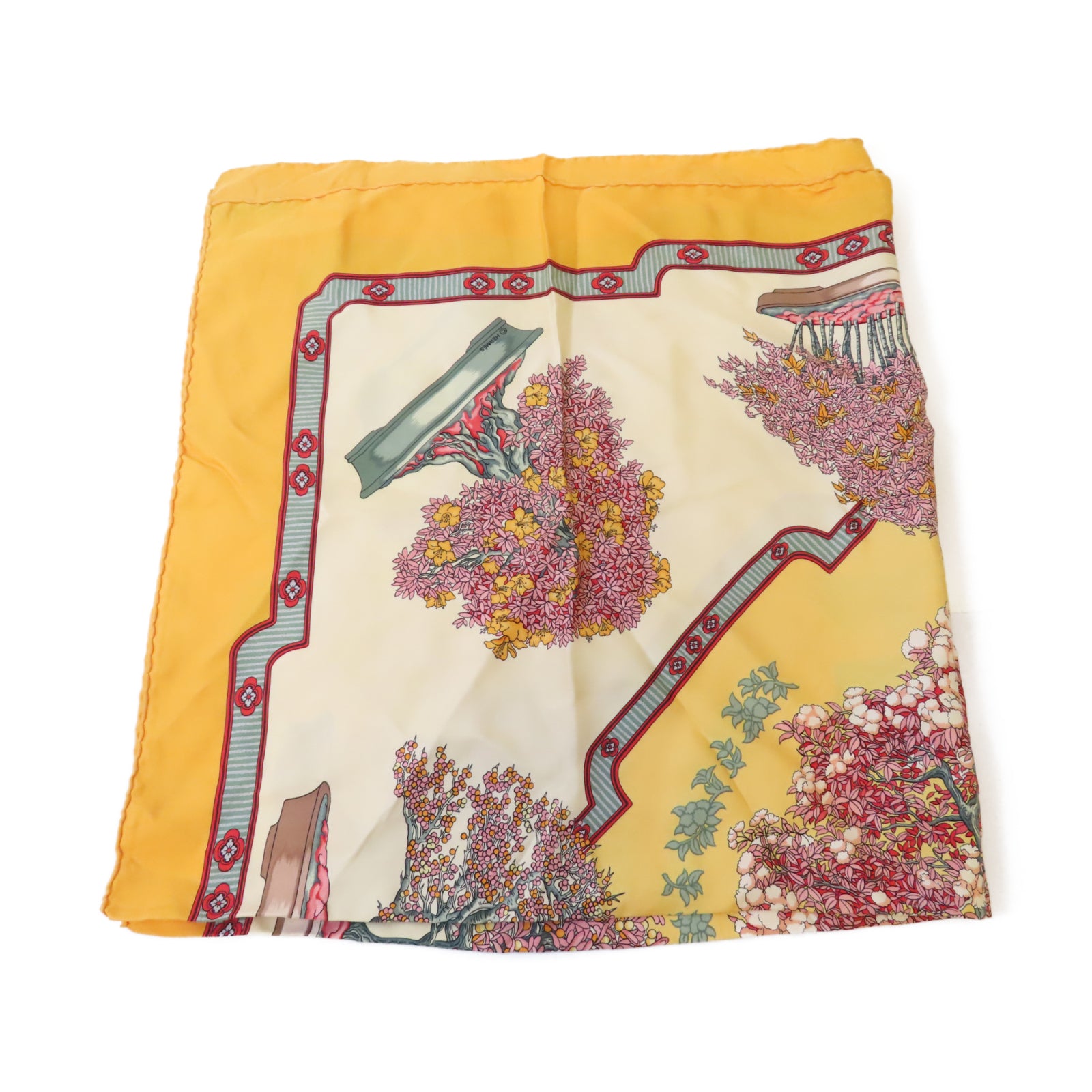 HERMES 絲質Scarf絲巾黃色