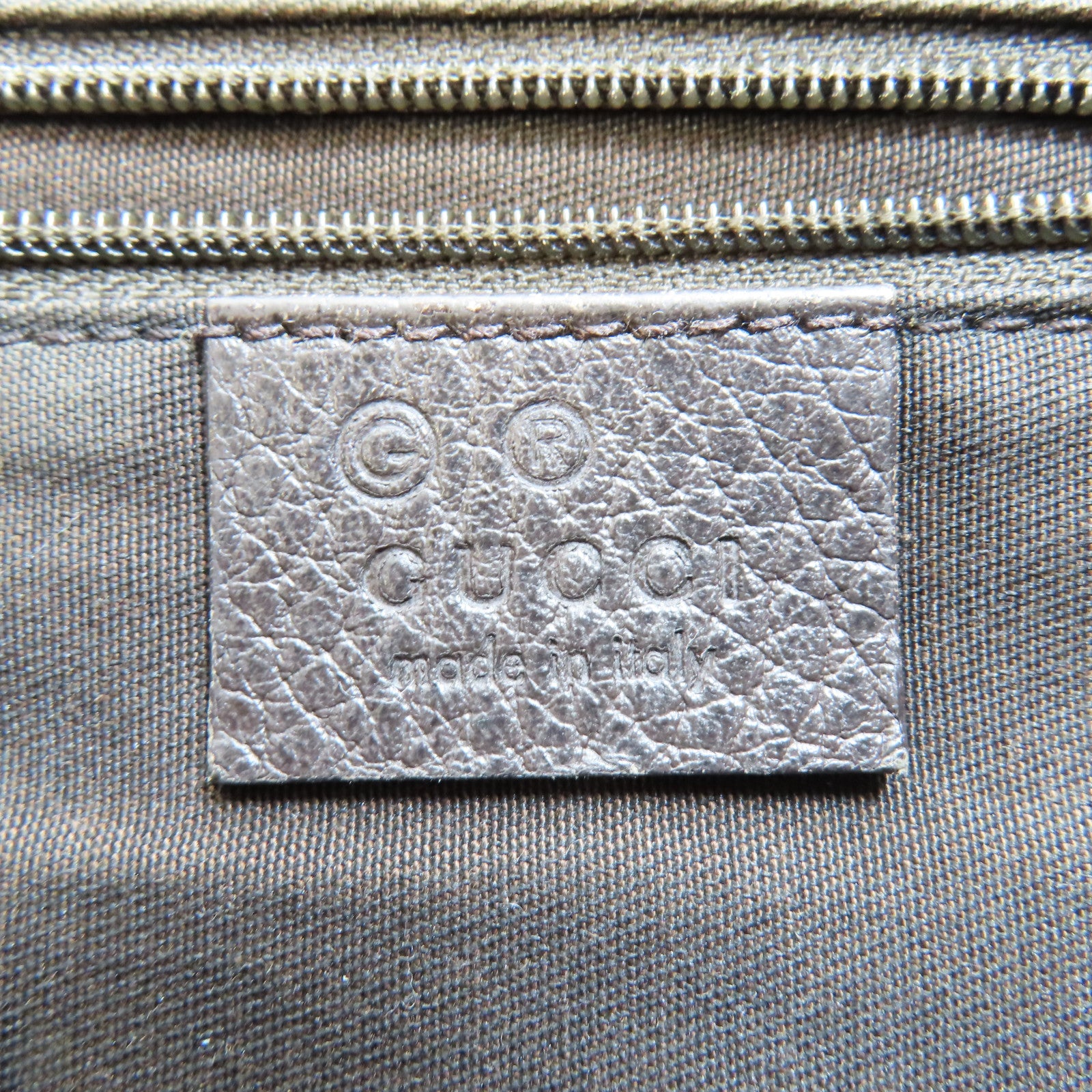 GUCCI 帆布/皮革Shoulder Bag金扣肩背袋棕色