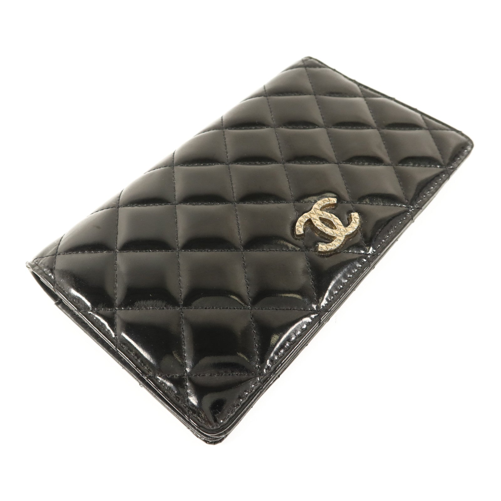 CHANEL 漆皮皮革Long Bifold Wallet銀扣長錢包