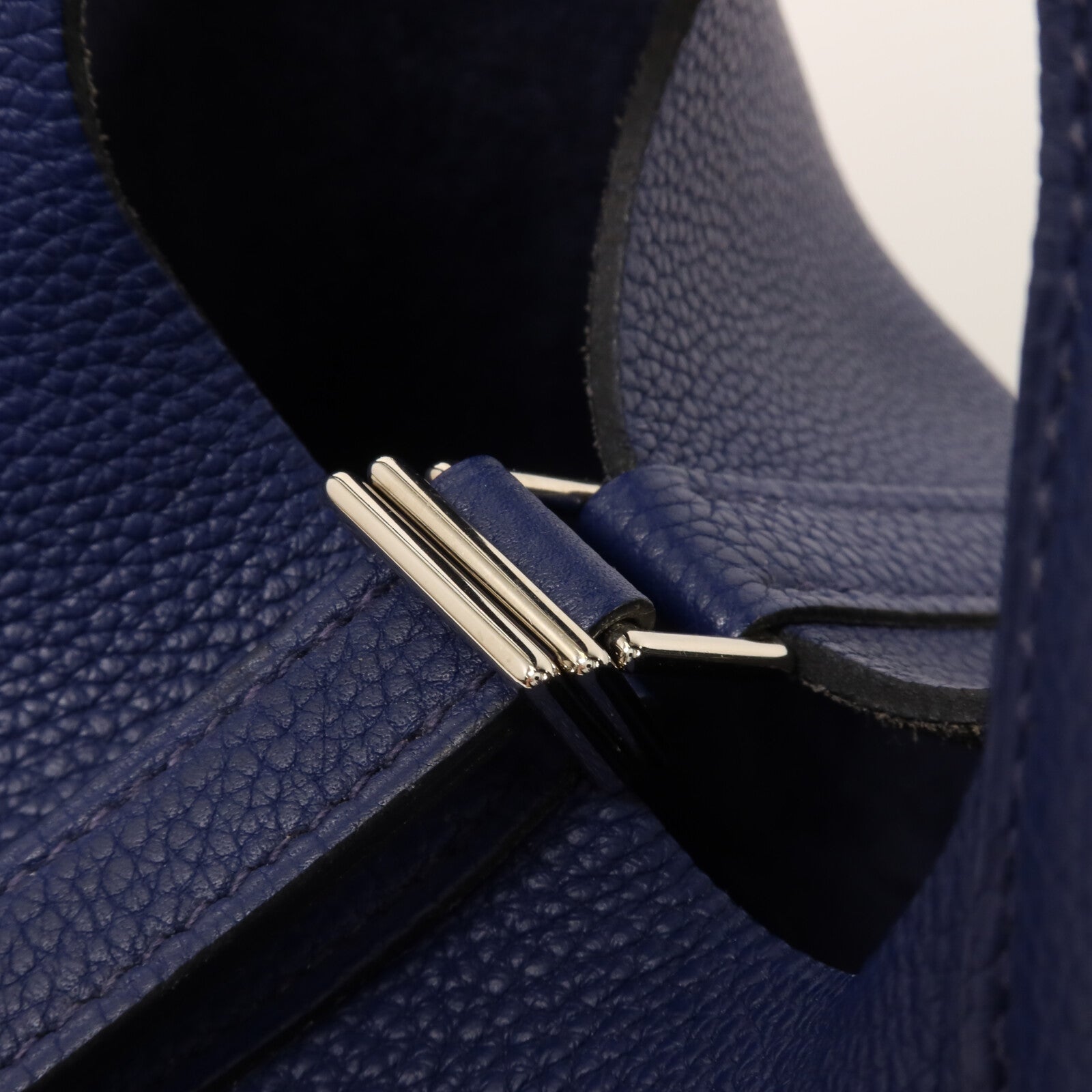 HERMES Clemence皮革Picotin PM手挽袋Bleu Saphir