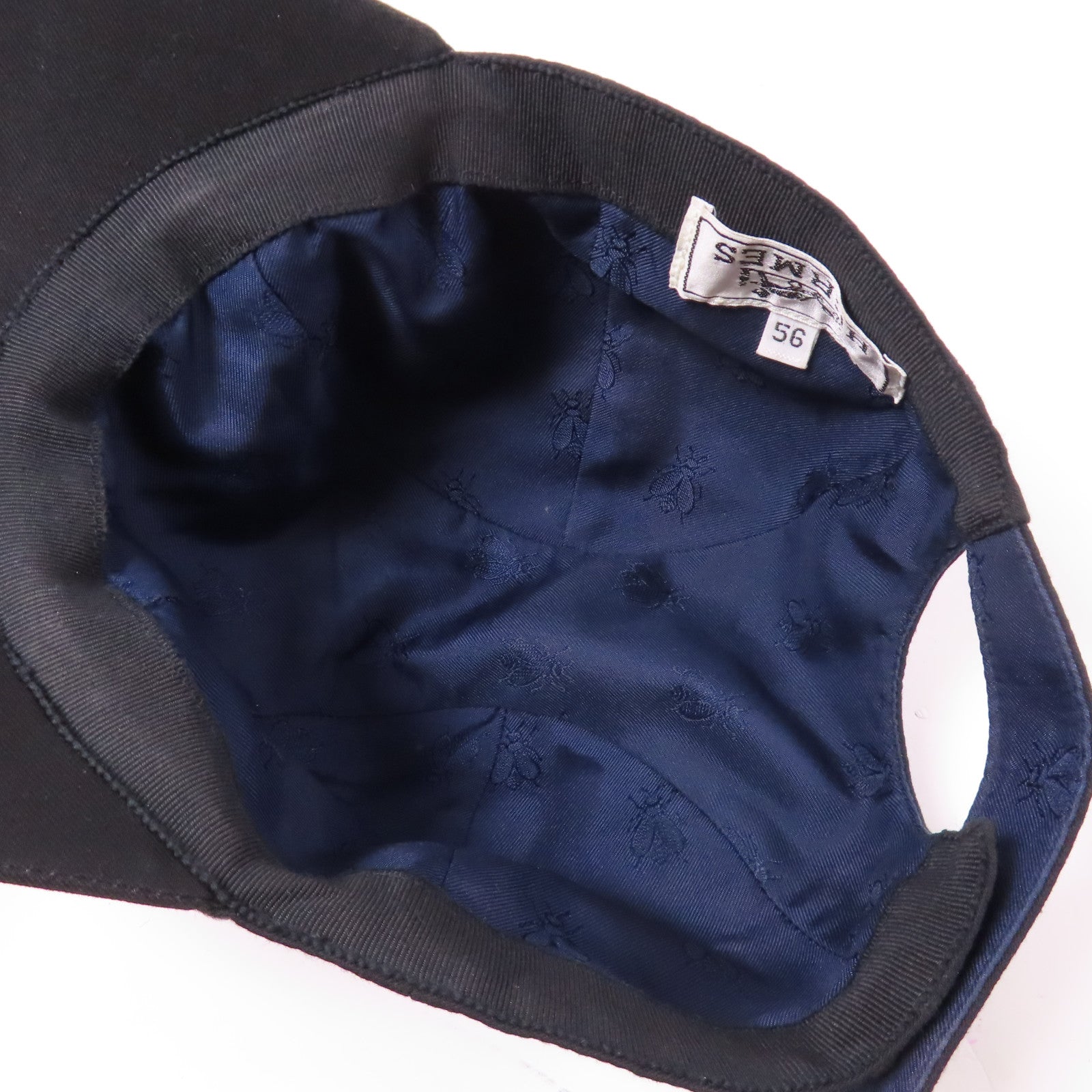 HERMES Cap Hat Cotton Black