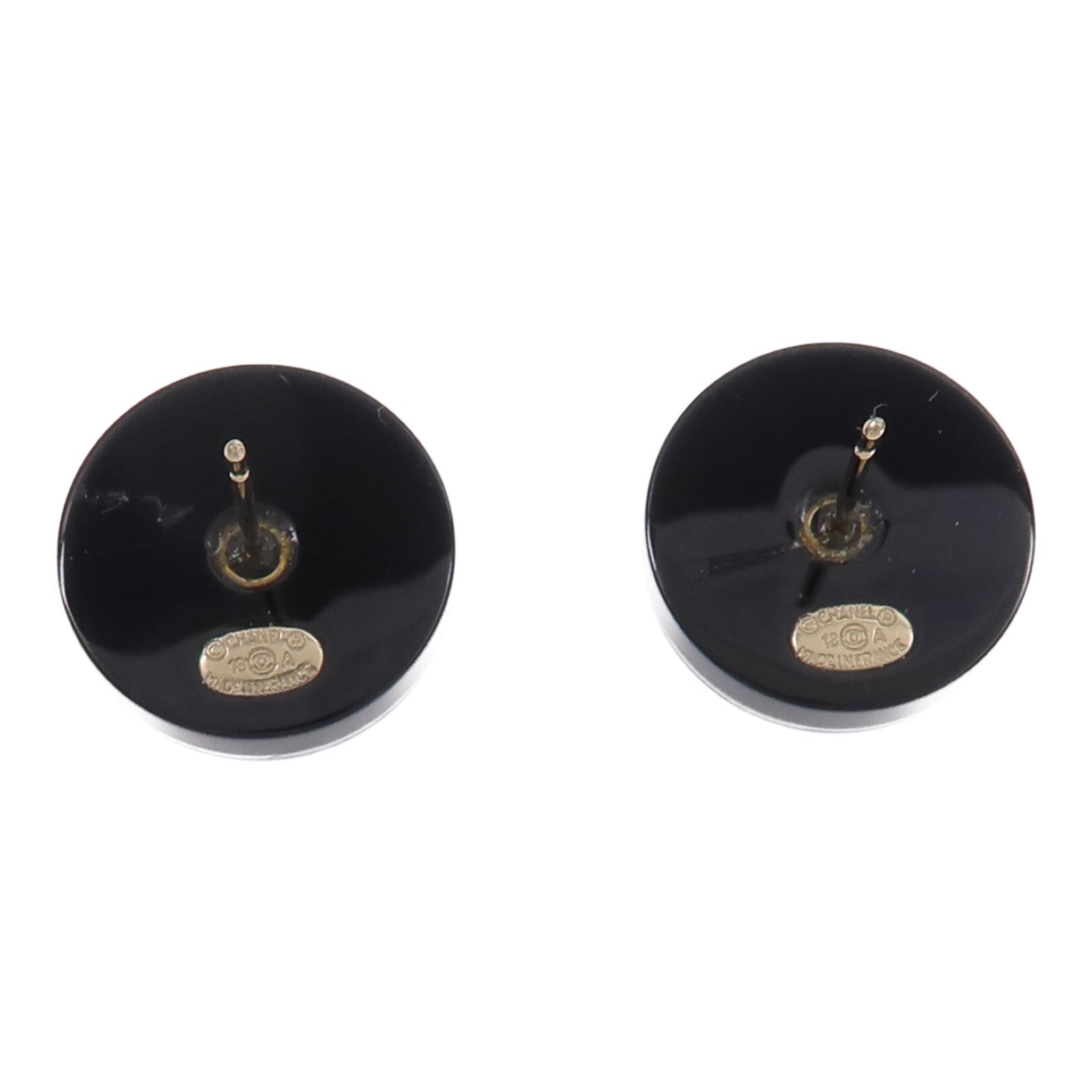CHANEL 【激減優惠】金屬/樹脂CC Blue Round Button Stud Earrings耳環