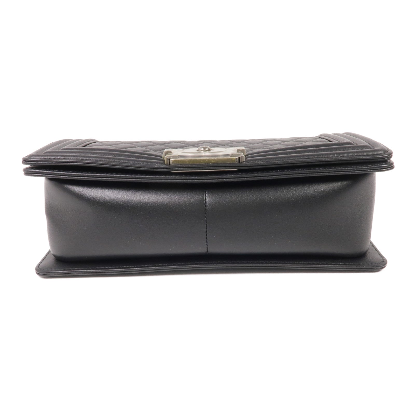 CHANEL 牛皮皮革Boy 25銀扣鏈帶肩背袋